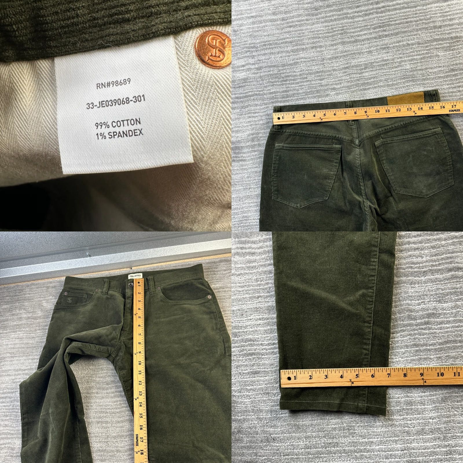 Todd Snyder Todd Snyder Corduroy Pants Slim Fit Chino Men 31x32 31x29 Green 5-Pocket Casual Vintage No N/A Size US 31 - 8 Thumbnail