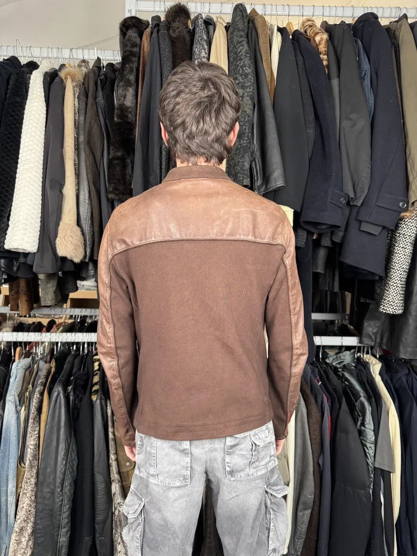 Prada AW2006 Prada Brown Hybrid Linea Rossa Leather Biker Jacket Size US S / EU 44-46 / 1 - 5 Thumbnail