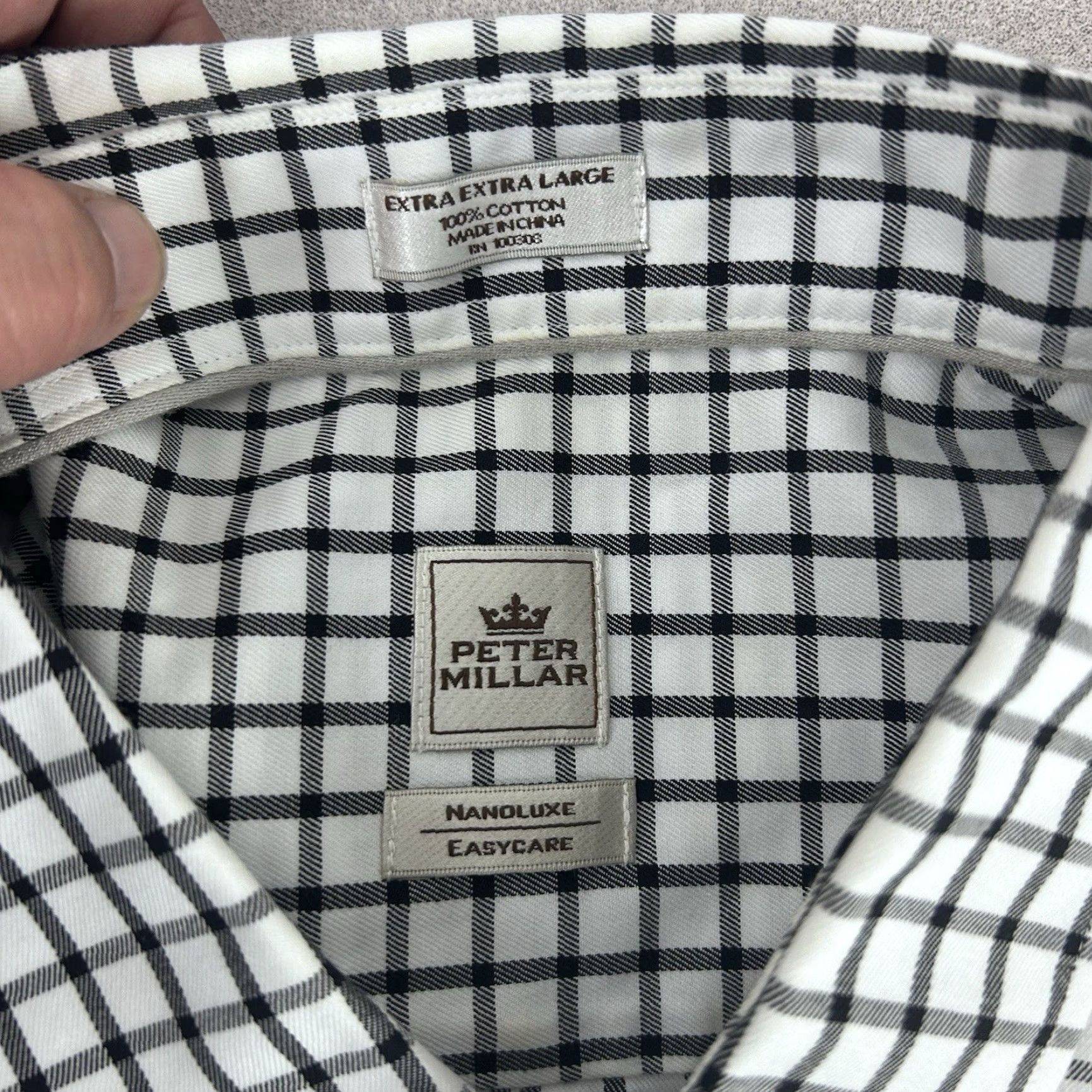 Peter Millar Peter Millar Shirt Mens 2XL White Black Check Long Sleeve Dress Shirt Nanoluxe Easy Care Dress Shirt Mens Size US XXL / EU 58 / 5 - 4 Thumbnail