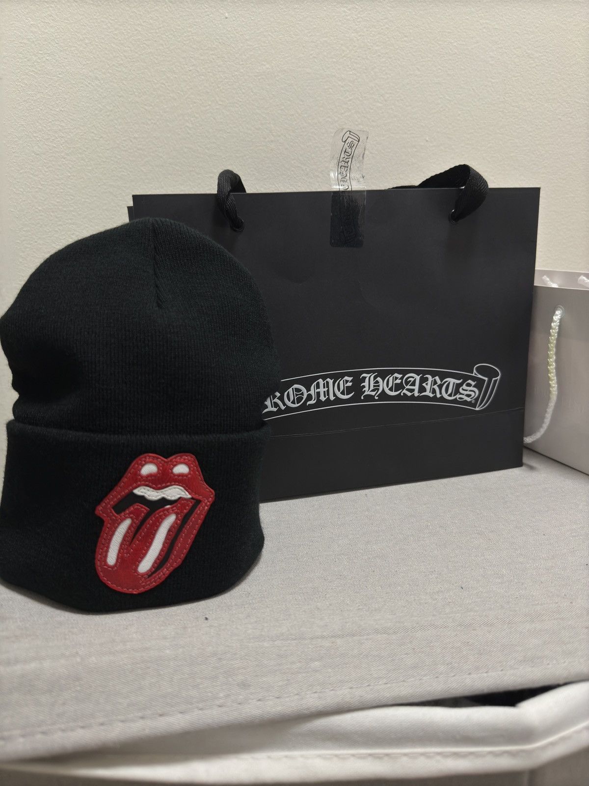 Chrome Hearts Chrome Hearts “Rolling Stones” Leather Patch Beanie Size ONE SIZE - 1 Thumbnail