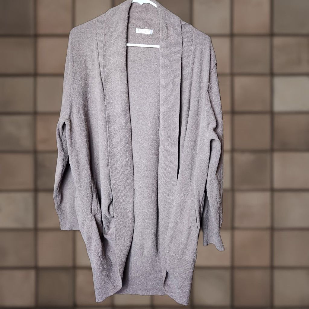 Vintage Ekouaer Beige Cardigan Women Loungewear Open Shawl Collar w/Pockets-Size L Size L / US 10 / IT 46 - 1 Thumbnail