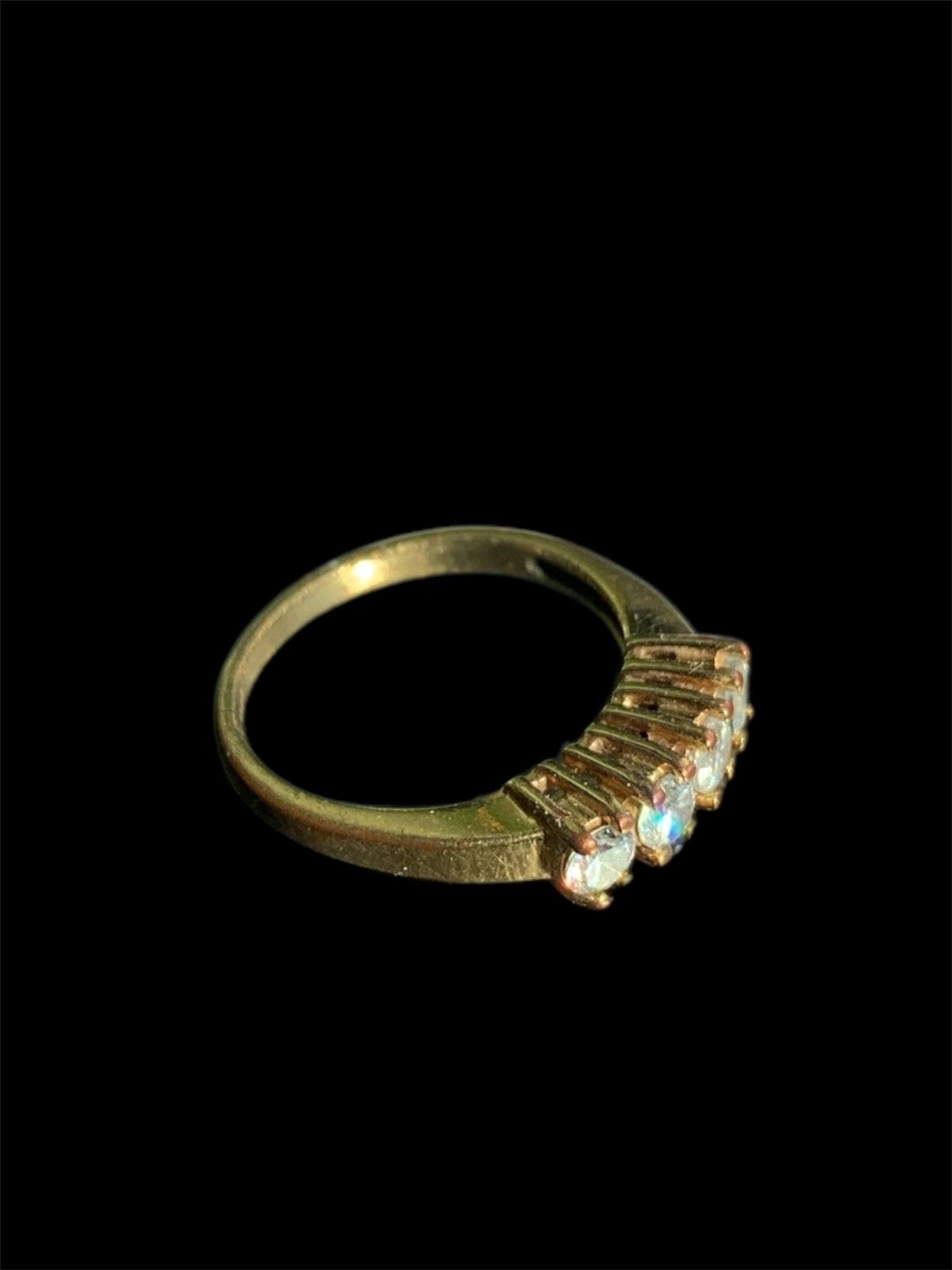 Vintage Antique Crystal Gold Plated Ring Size ONE SIZE - 2 Thumbnail