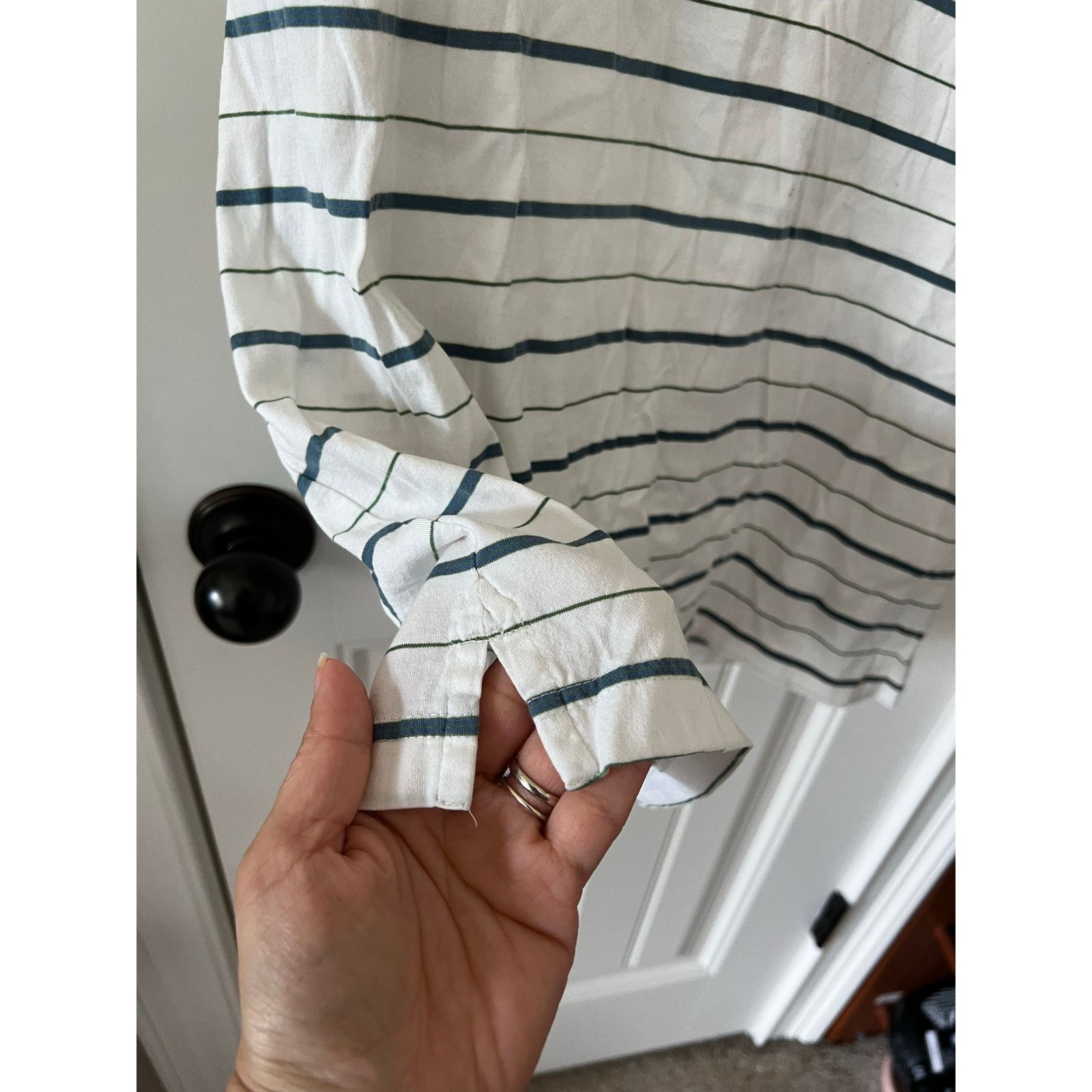 Greg Norman Men’s Polo Golf Shirt Short Sleeve Shark Logo Striped White Size US L / EU 52-54 / 3 - 3 Thumbnail