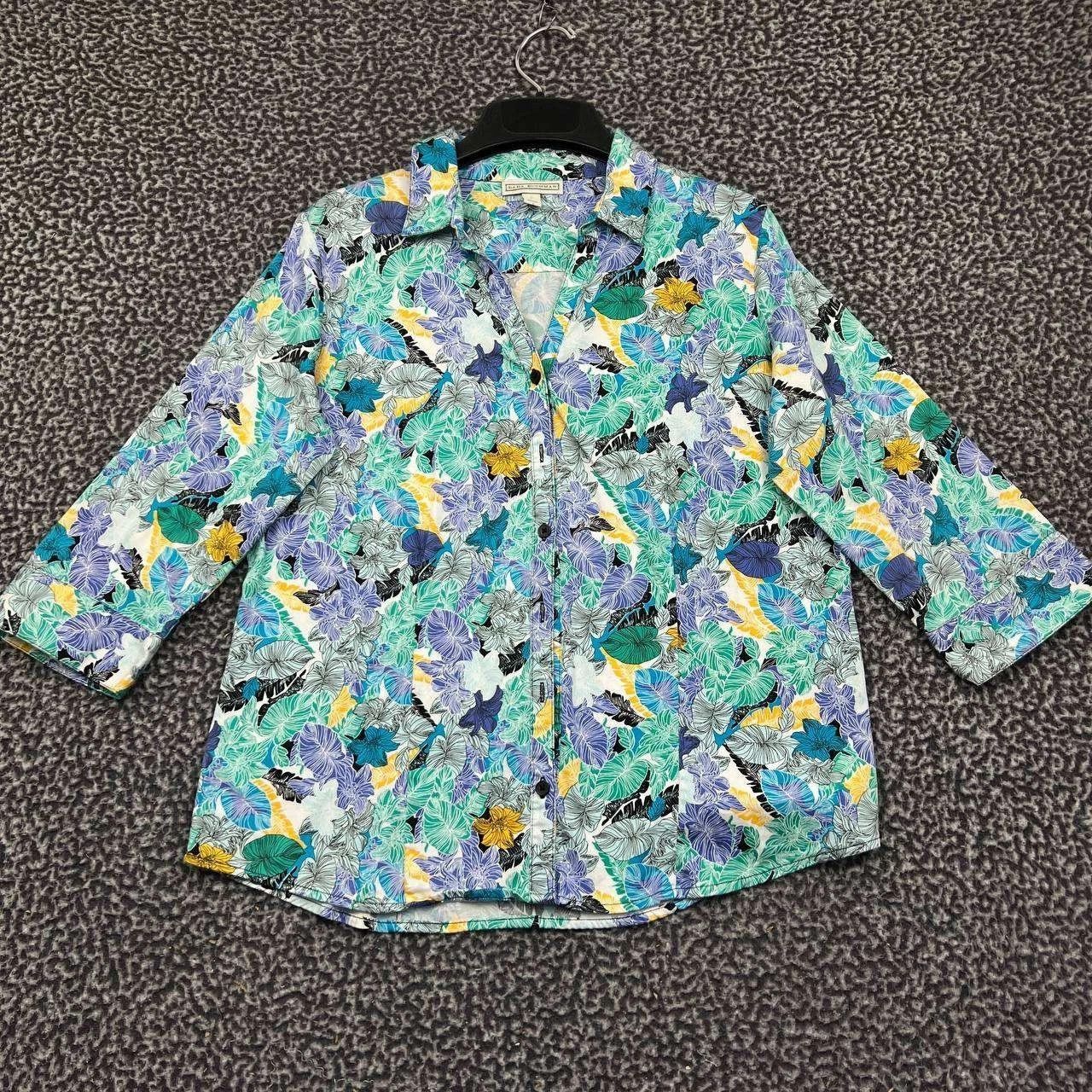 Other Dana Buchman Shirt Women Floral Button Up 3/4 Sleeve L Size L / US 10 / IT 46 - 1 Thumbnail