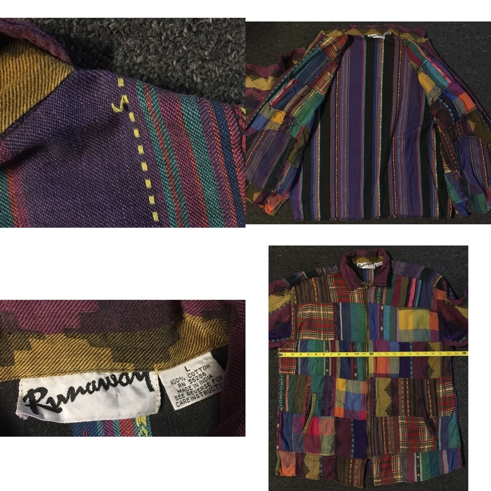 Vintage VINTAGE Aztec Patchwork Zip Shirt L Purple Cotton Women Button-Up Short Sleeve 80s 90s Grunge Vaporwave Abstract Art Surf Skate Built-In Size L / US 10 / IT 46 - 8 Thumbnail
