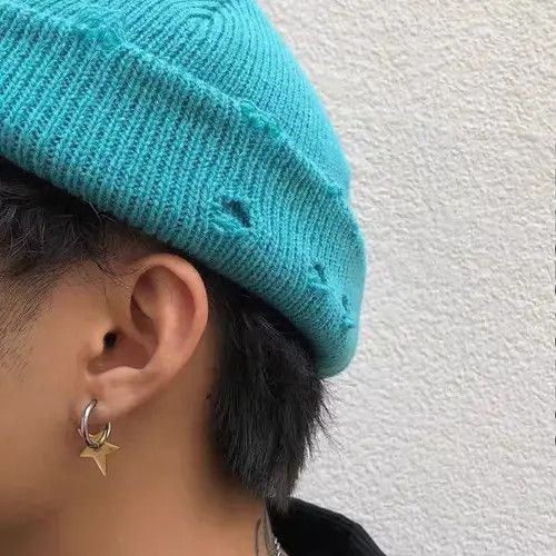 Sterling Silver Stainless Steel Gold Star Hoop Earrings for Men Women Size ONE SIZE - 4 Thumbnail