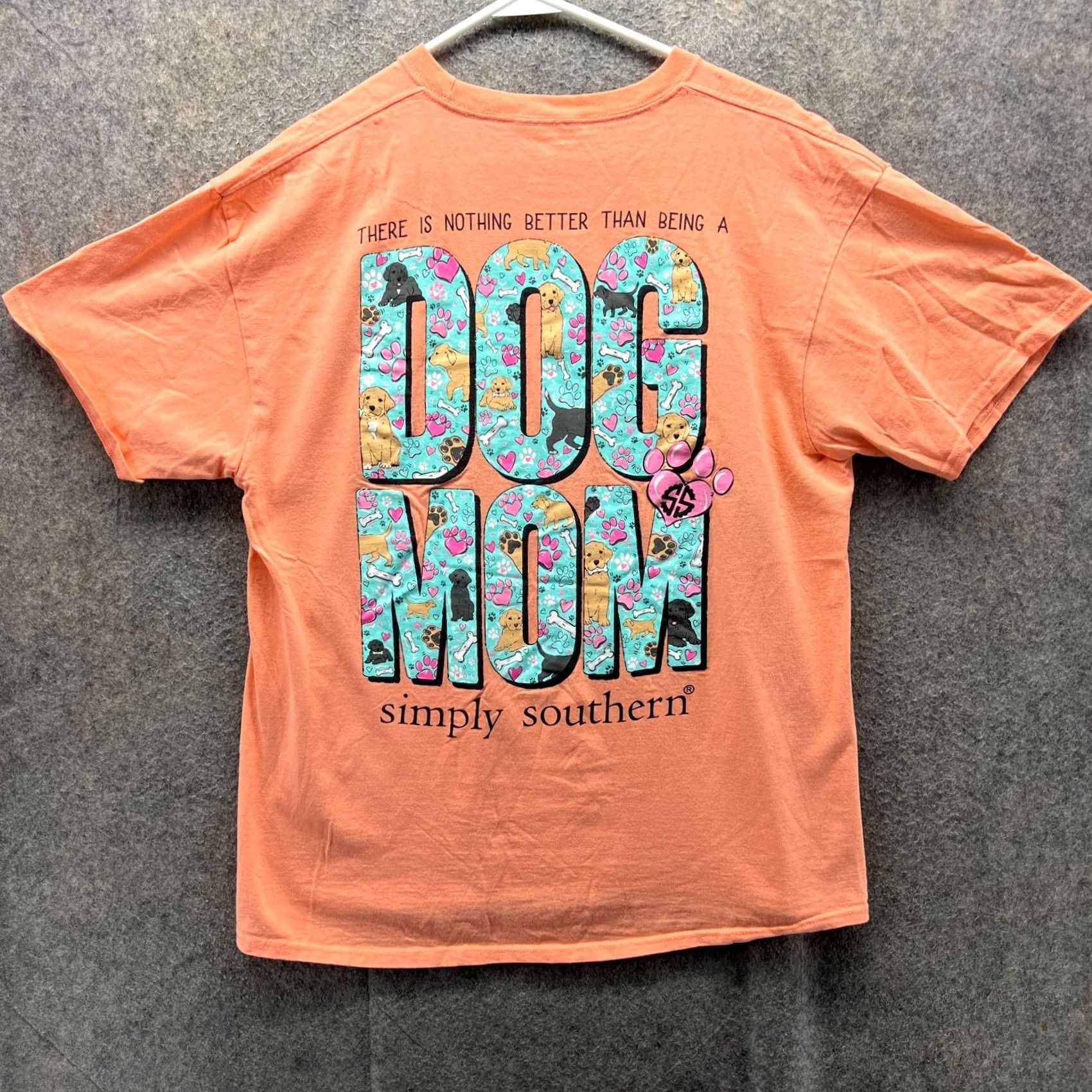 Logo 7 Simply Southern Shirt Womens Large Orange Crewneck Dog Mom Print Tee Logo Shirt Size L / US 10 / IT 46 - 2 Thumbnail