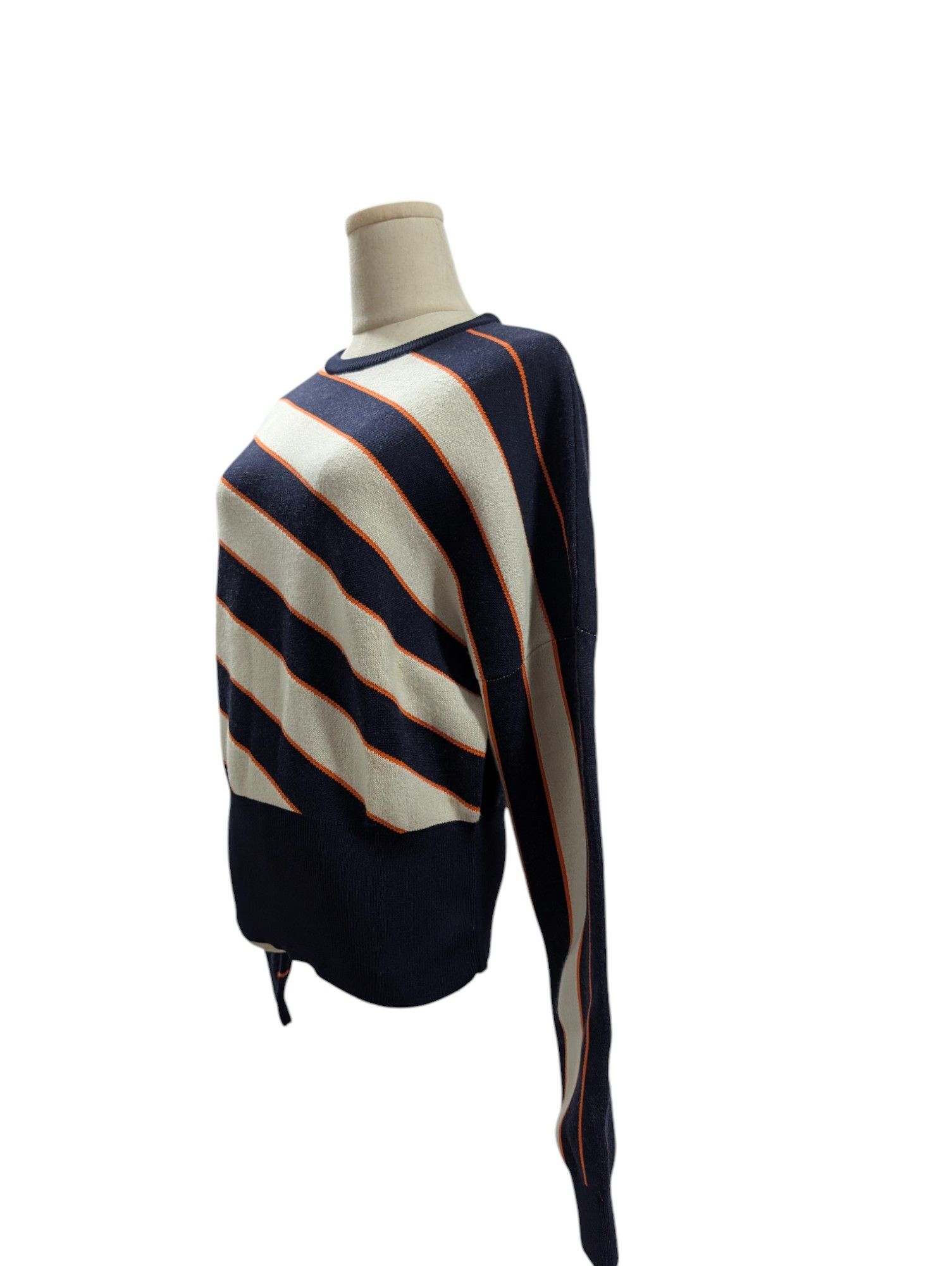 Jil Sander Navy Striped Round Neck Sweater Size XS / US 0-2 / IT 36-38 - 4 Thumbnail