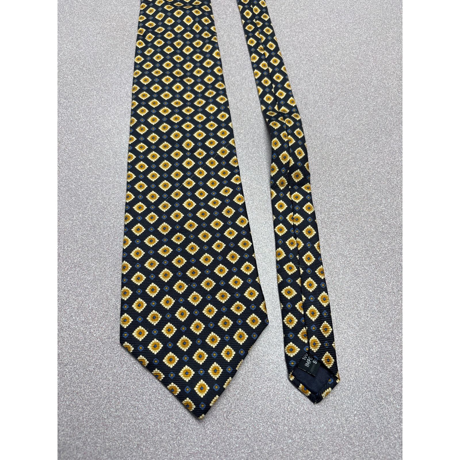 Other jsaco Navy Blue and Gold Geometric Silk Tie Size ONE SIZE - 2 Thumbnail