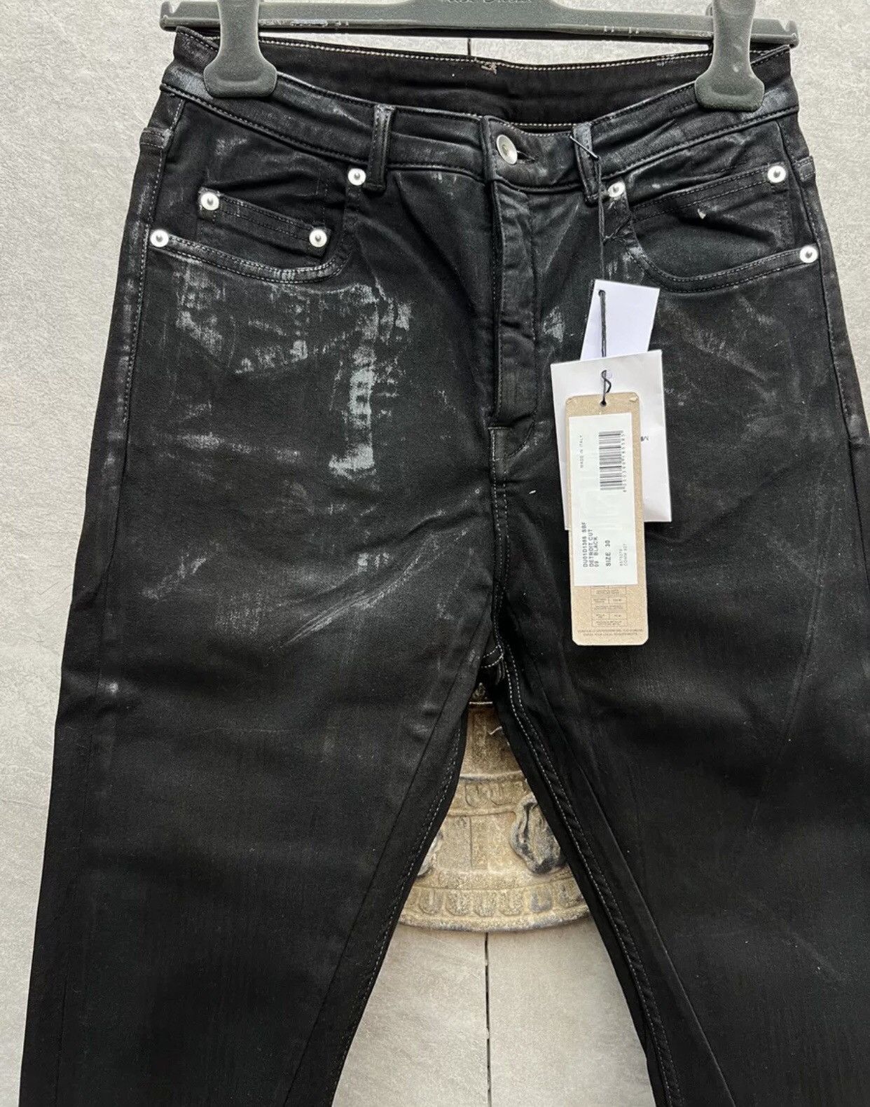 Rick Owens Rick Owens Black Brushed Wax Coated detroit Classic Jeans Size US 32 / EU 48 - 3 Thumbnail