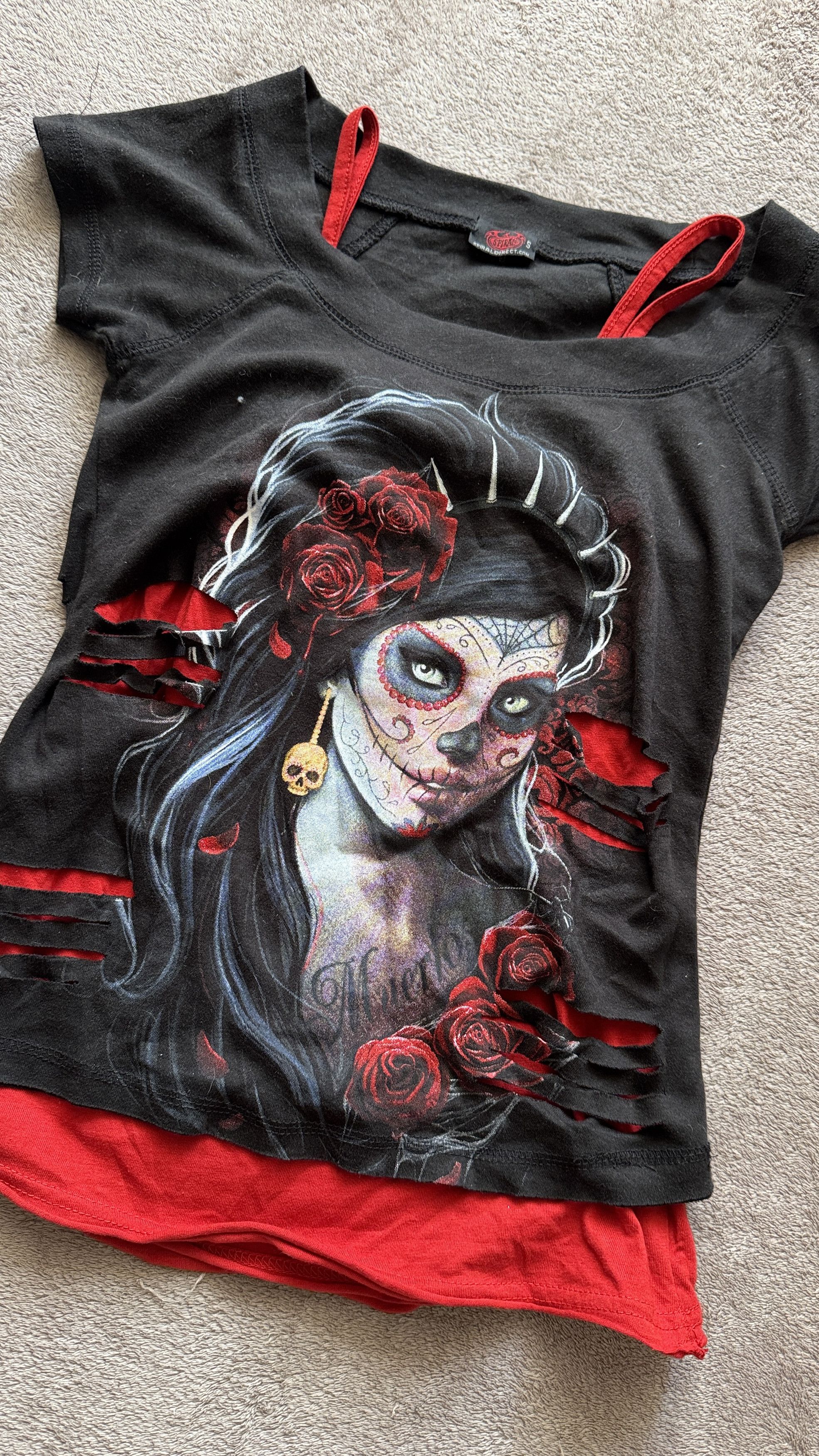 If Six Was Nine × Le Grande Bleu (L.G.B.) Spiral Shugar Skull Y2K vintage faded ripped Top if6was9 LGB Size S / US 4 / IT 40 - 2 Thumbnail
