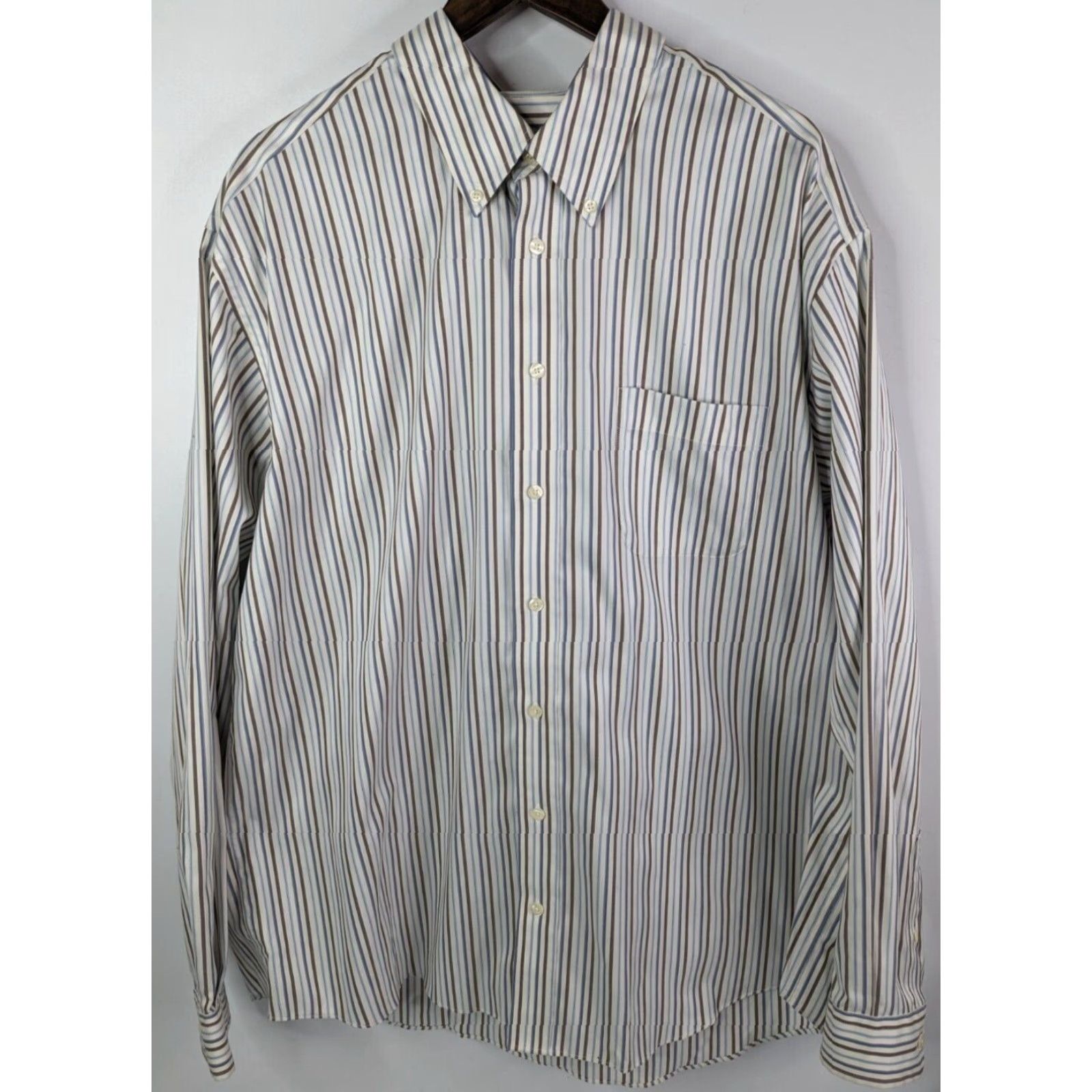 Eddie Bauer Eddie Bauer Shirt Men XL Tall Long Sleeve Button Down Striped Wrinkle Resist Beige Cotton Logo Pockets Size US XL / EU 56 / 4 - 2 Thumbnail