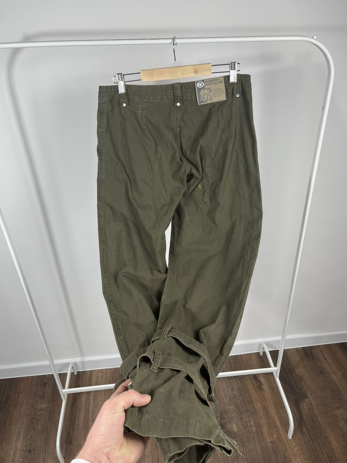 Other Avant-Garde Olive Cargo Pants Zip Pocket Strap Design Size US 31 - 11 Thumbnail