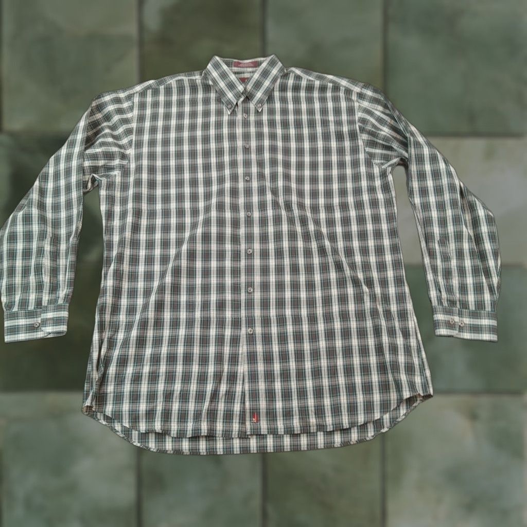 Nordstrom Nordstrom Shirt Mens XL Tall Beige Green Plaid Long Sleeve Button Up - Vintage? No Size US XL / EU 56 / 4 - 1 Thumbnail