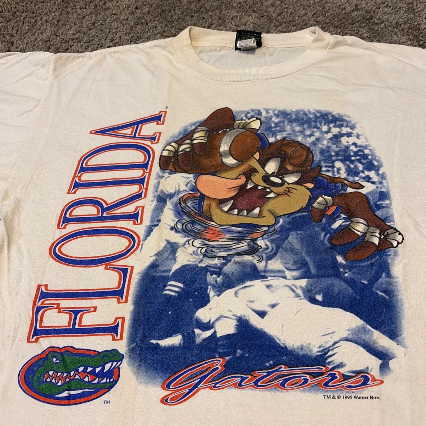 Vintage VINTAGE Florida Gators Football Taz Looney Tunes Cartoon White T-Shirt XL Men Size US XL / EU 56 / 4 - 3 Thumbnail