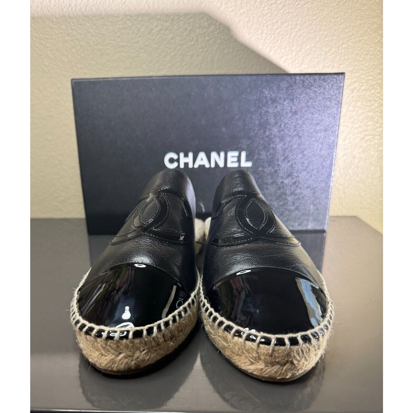 Chanel CHANEL Black Patent Backless Double Sole Espadrille Slide 41 Size US 10 / IT 40 - 9 Thumbnail