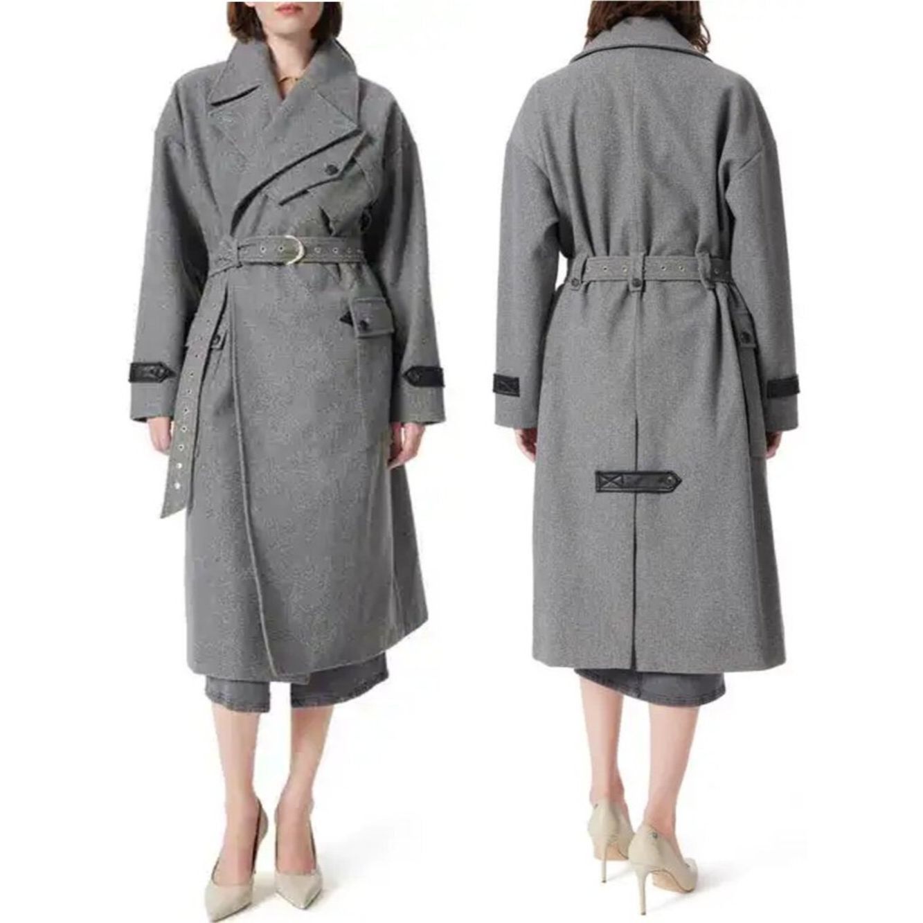 Other NWT New $399 DO by Dee Ocleppo Tie Belt Cargo Grey Trench C Size S / US 4 / IT 40 - 1 Thumbnail