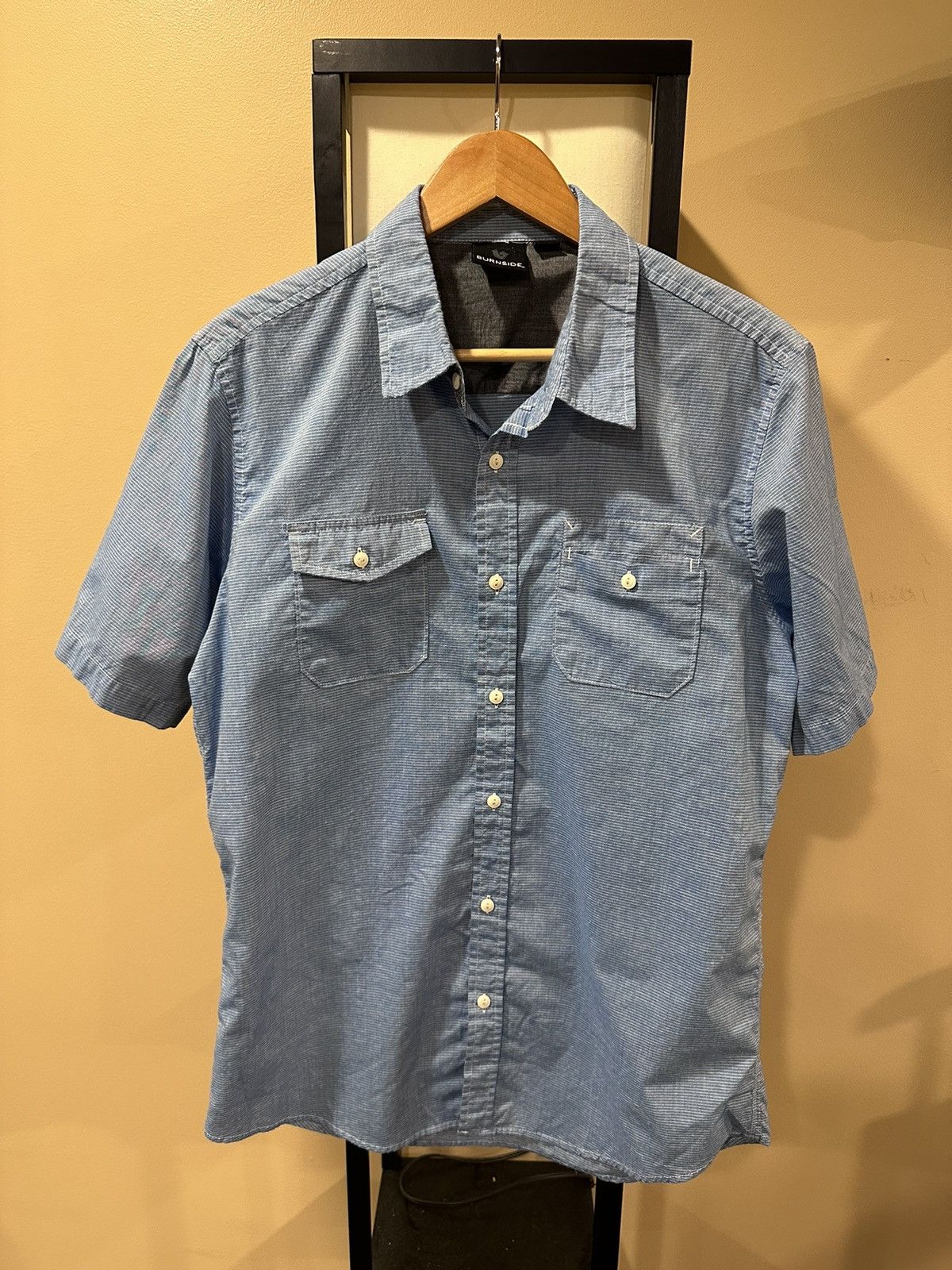 Burnside × Vintage Vintage Burnside Blue White Stripe Button Up Shirt Size US L / EU 52-54 / 3 - 1 Thumbnail