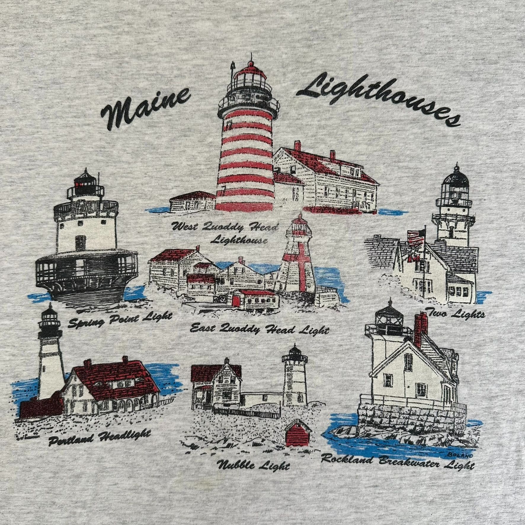 Anvil Vintage 90s Maine Lighthouse T-Shirt Gorpcore Coastal Grandm Size US XL / EU 56 / 4 - 2 Thumbnail