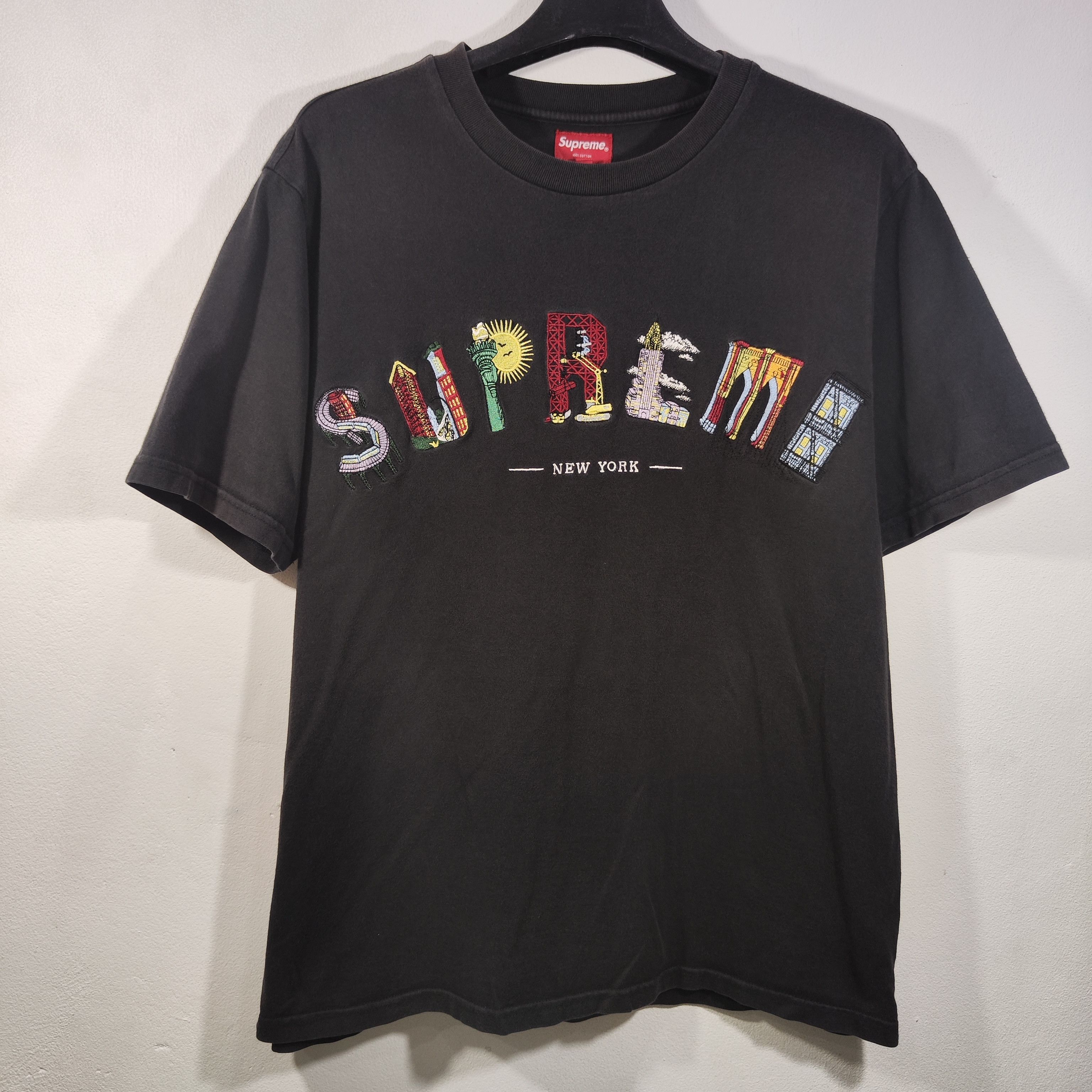 Supreme Supreme New York Arc black embroidered t-shirt tee