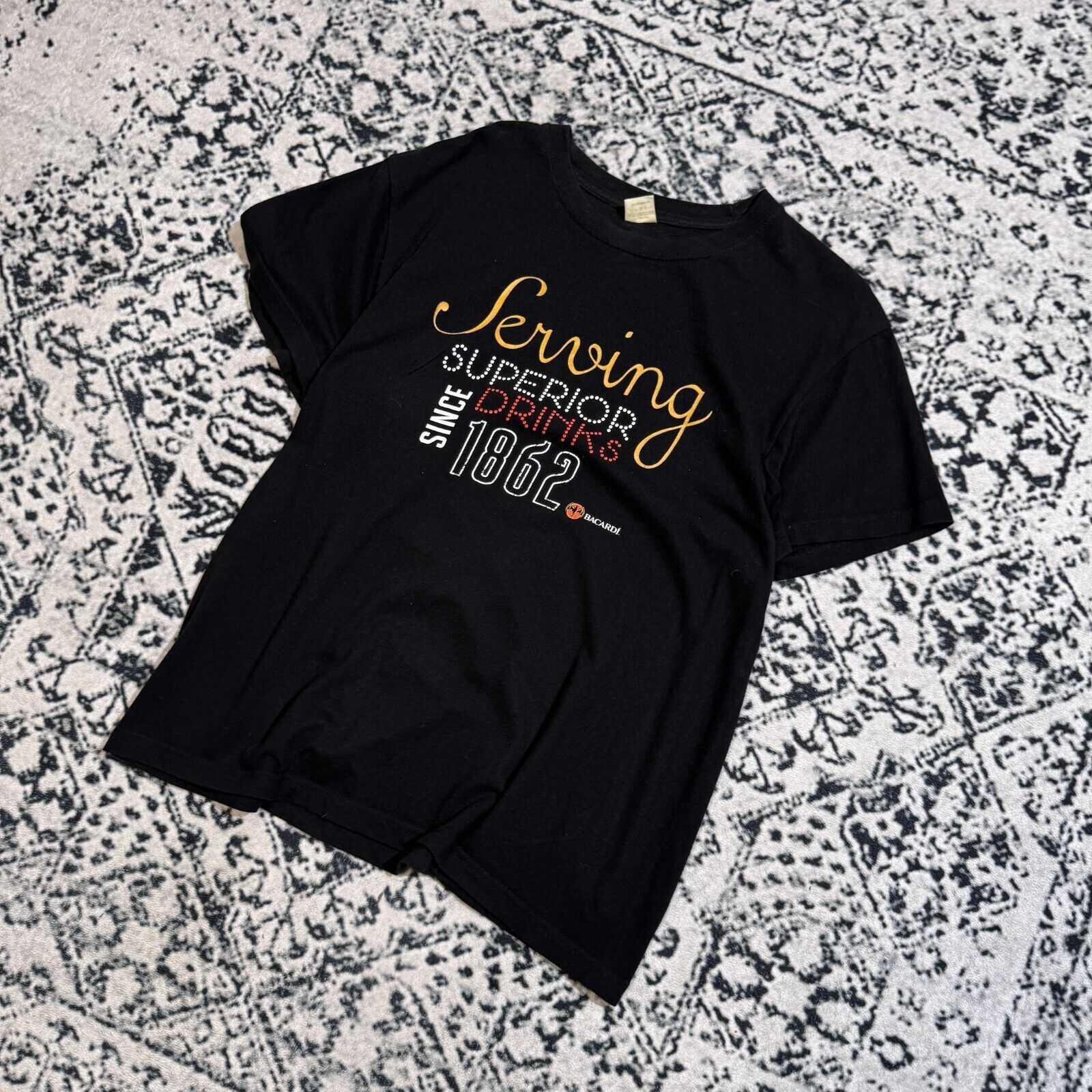 Vintage Vintage Bacardi Unisex Black Cotton T-Shirt Size L Y2K 90s Size US L / EU 52-54 / 3 - 2 Thumbnail