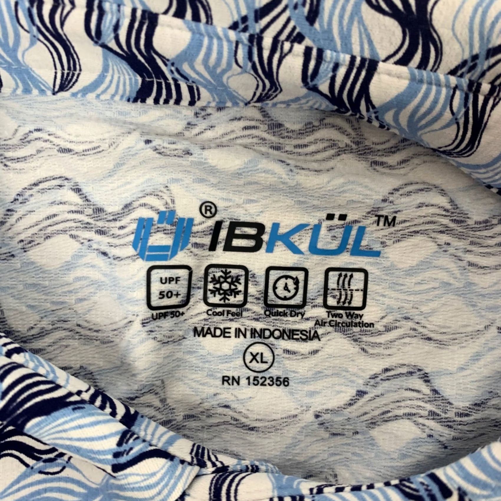Vintage IBKUL Shirt Mens XL Blue Polo Wave Print UPF Performance Short Sleeve Size US XL / EU 56 / 4 - 3 Thumbnail