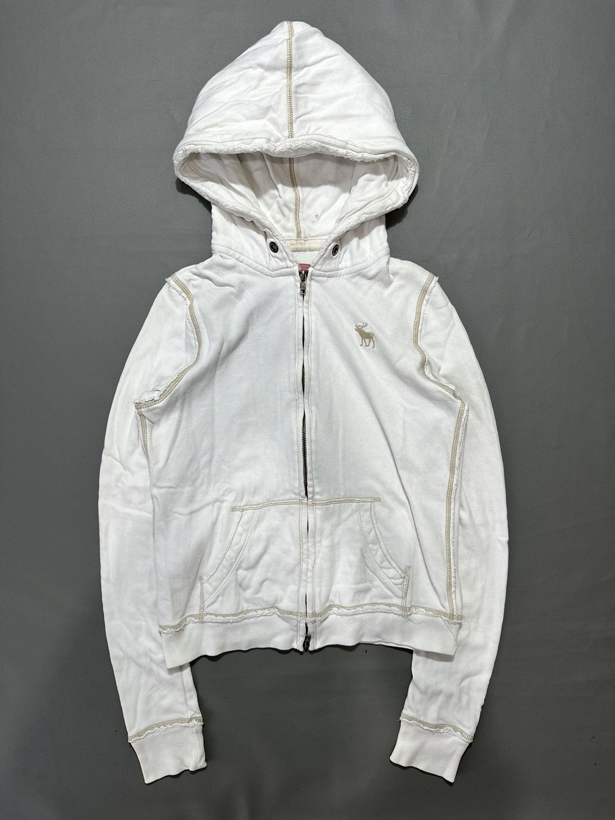 90s DISTRESSED OUTER SEAM ABERCROMBIE ZIP HOODIE LGB STYLE