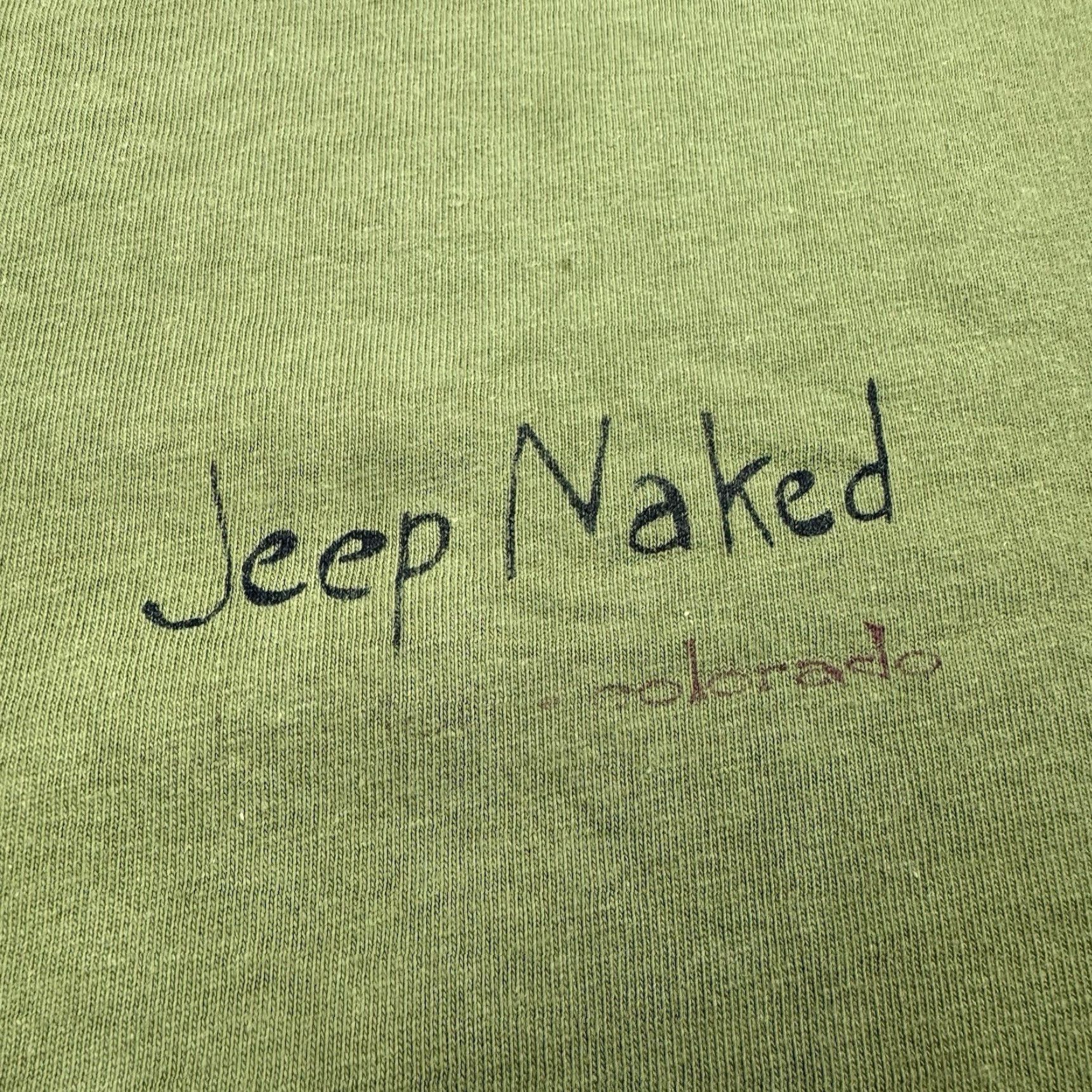 Hanes VINTAGE Hanes Jeep Naked T-Shirt Adult Large Green 90s Funny Hipster Mens Size US L / EU 52-54 / 3 - 5 Thumbnail