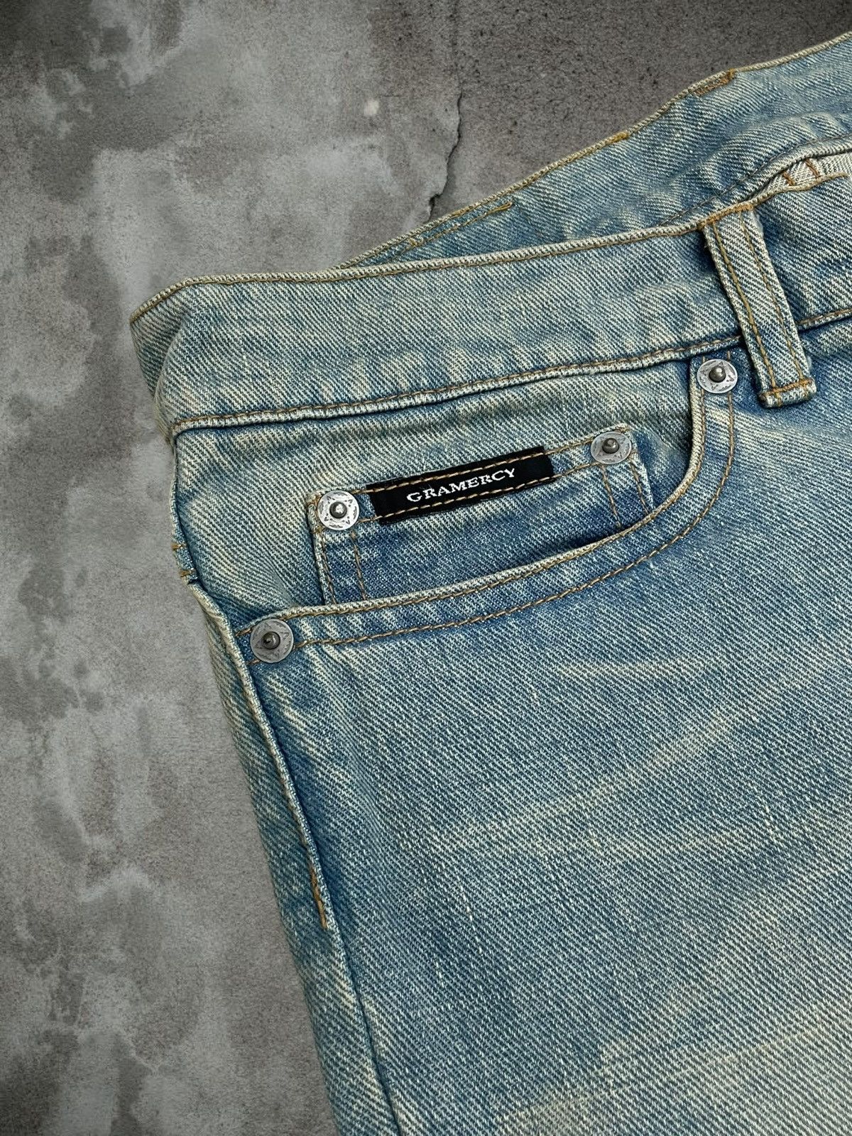 Japanese Brand Vintage 90s Japan Designer Gramercy Mudwash Blue Denim Size US 28 / EU 44 - 8 Thumbnail