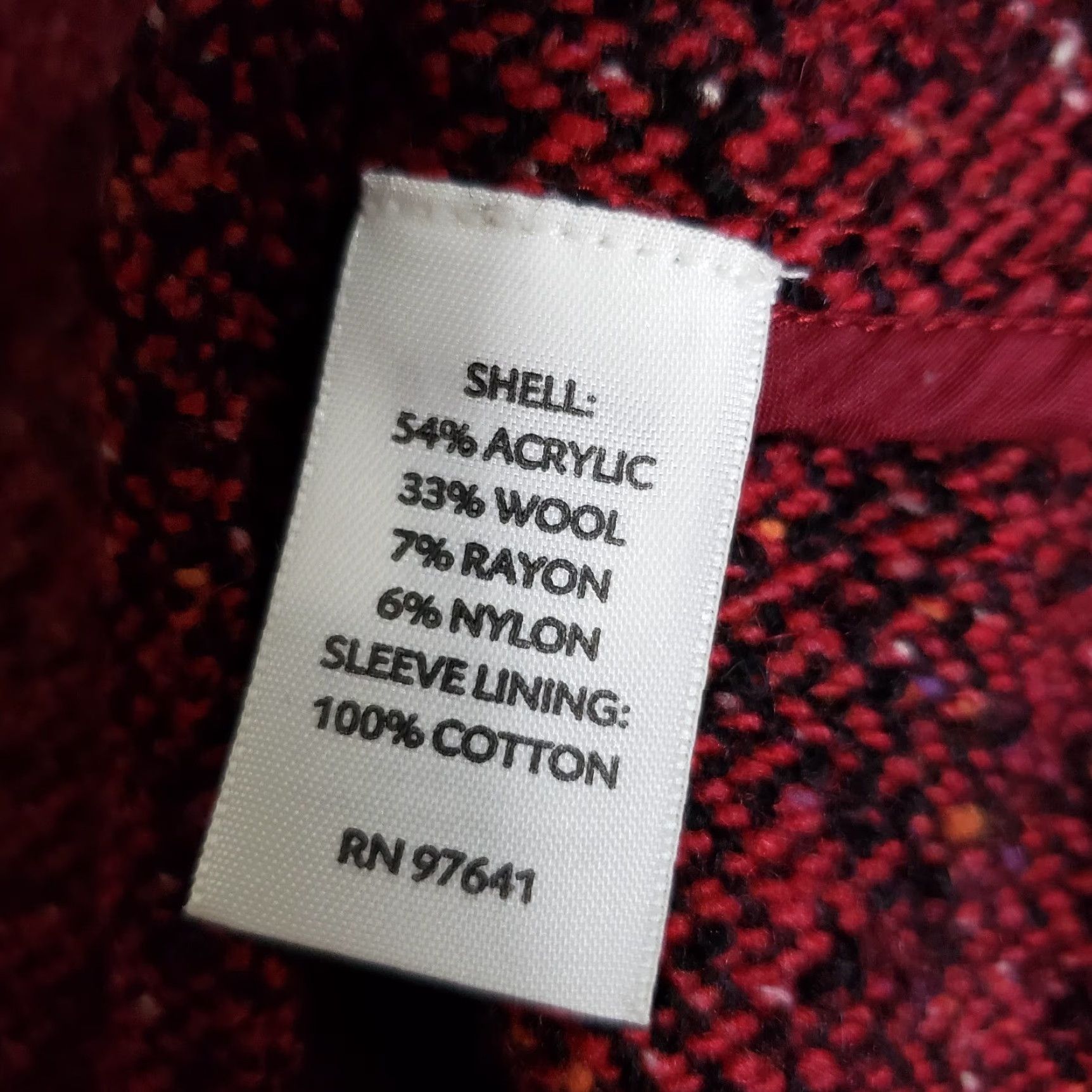 J. Jill J Jill Womens Tweed Jacket Sz Large Red Black Wool Blend Snap Buttons Jacket Womens Large Red Tweed Wool Blend Snap Buttons Size L / US 10 / IT 46 - 6 Thumbnail