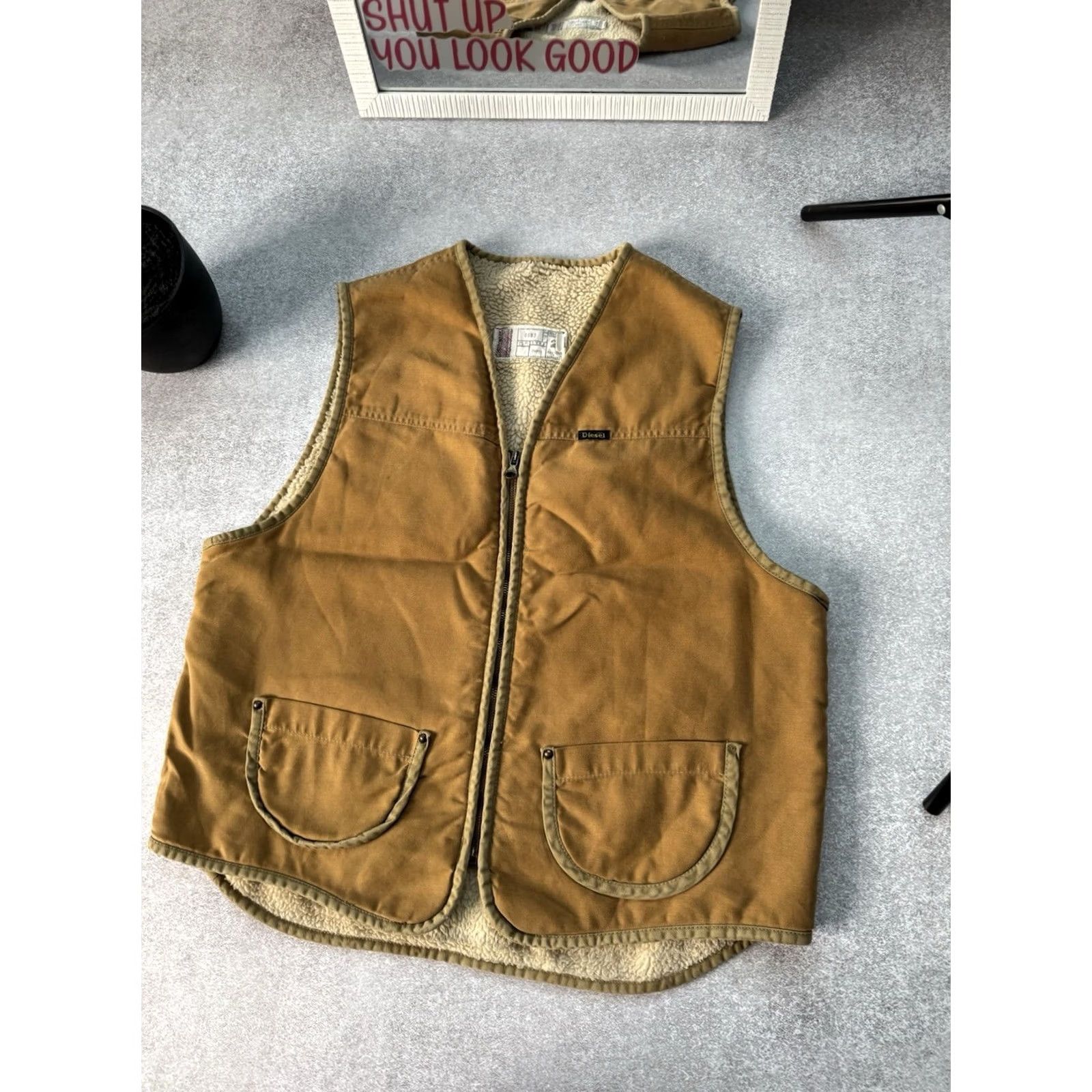 Diesel VINTAGE Diesel Vest Shirt Men L Beige Canvas 90s Workwear Casual Military Retro City Style 90s Mens Size US L / EU 52-54 / 3 - 3 Thumbnail