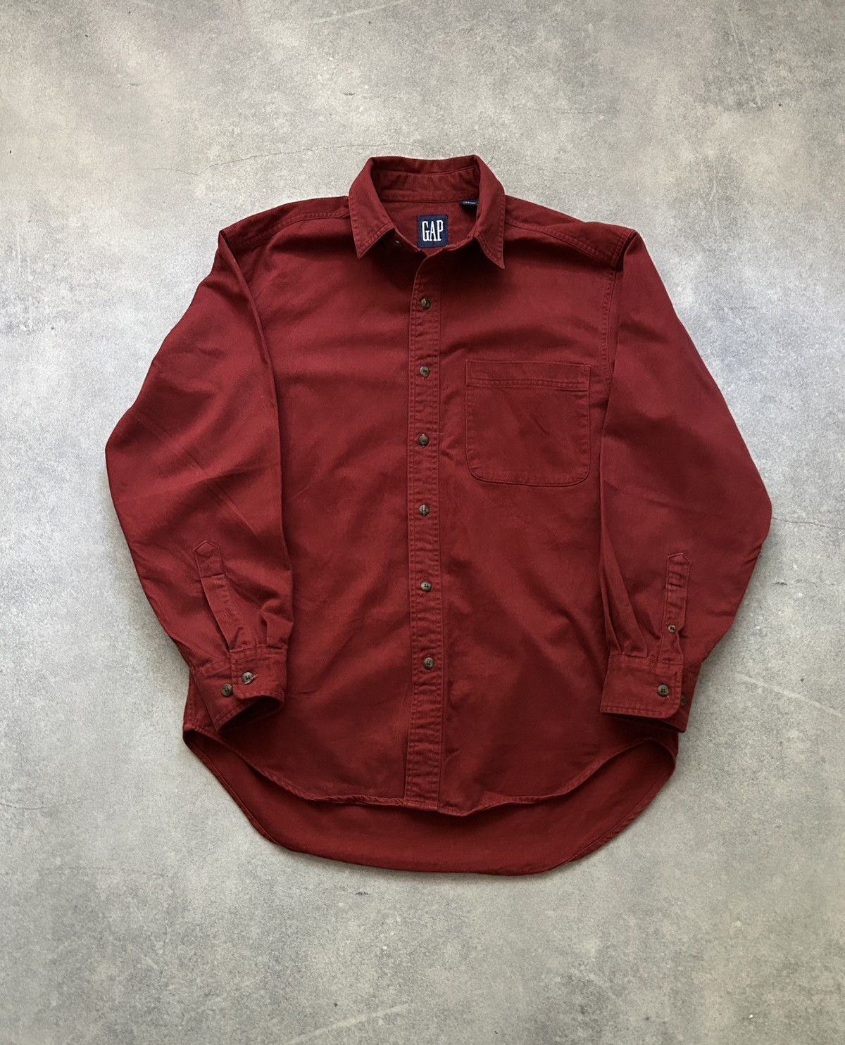 Gap × Vintage Vintage GAP Heavy Button’s-shirt mens burgundy Size US M / EU 48-50 / 2 - 1 Thumbnail