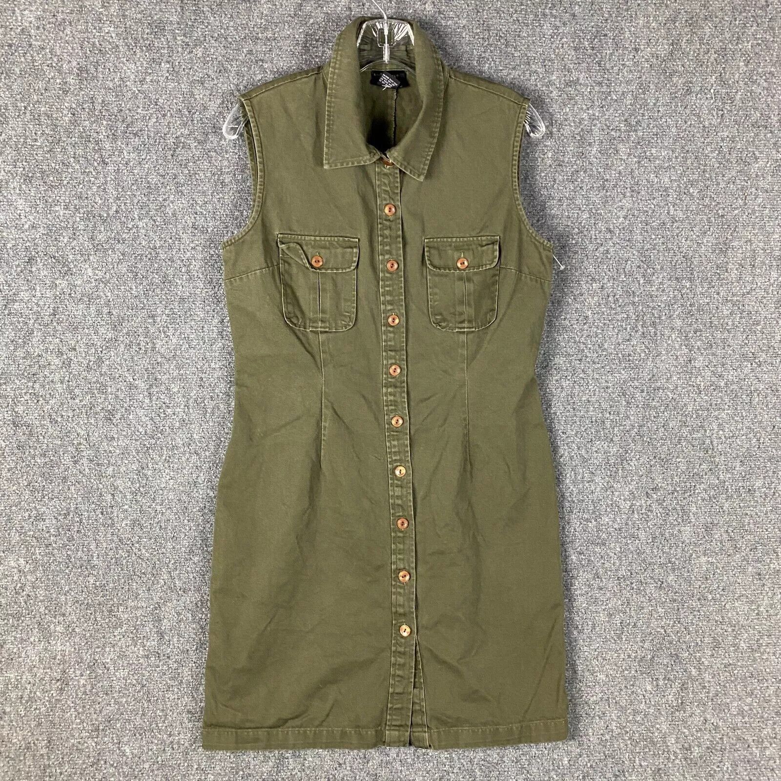 Other Europa Dress Women's 12 Button Up Sleeveless Green Cotton Size XL / US 12-14 / IT 48-50 - 1 Thumbnail