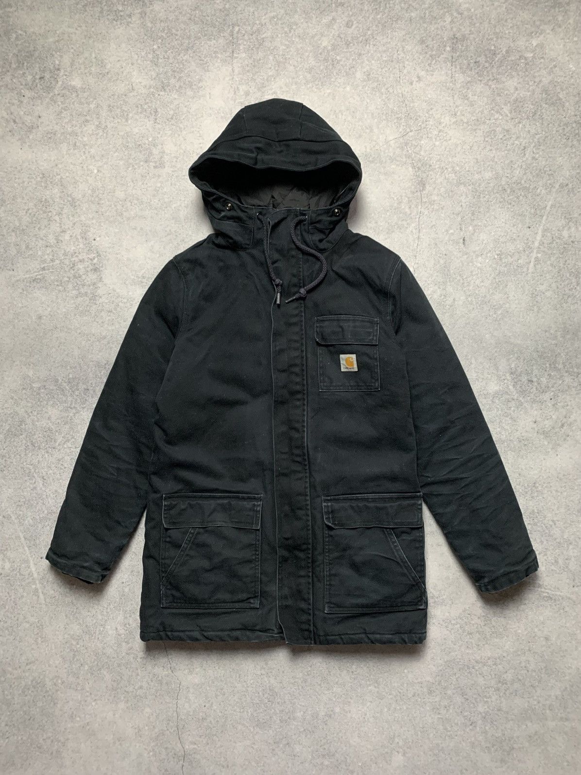 image of Vintage Carhartt Wip Siberian Thinsulate Parka Y2K Jacket in Black, Men's (Size Small)