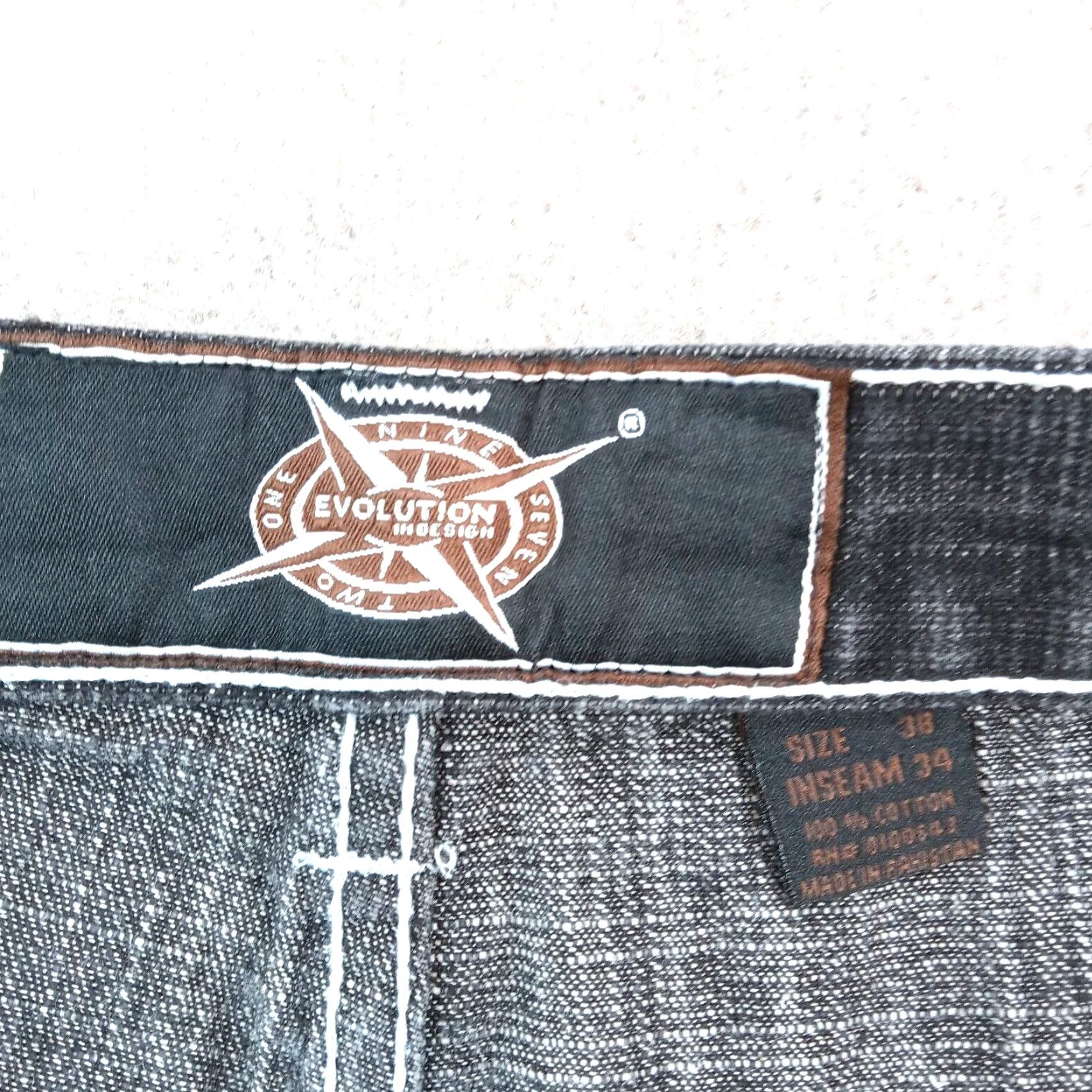 Vintage Evolution Jeans Mens Size 38x34 Blue Denim Straight Hip Hop 5 Pocket Embroidered Size US 36 / EU 52 - 7 Thumbnail