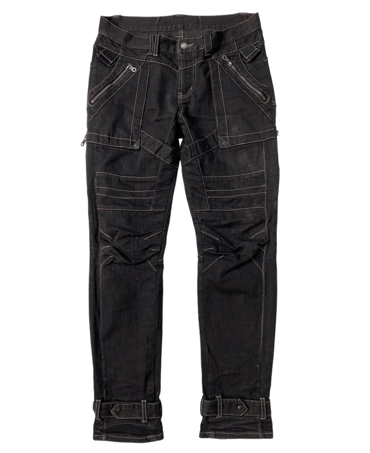 PPFM 2000s PPFM Bikers Multi Zipper Denim Jeans Size US 34 / EU 50 - 1 Thumbnail