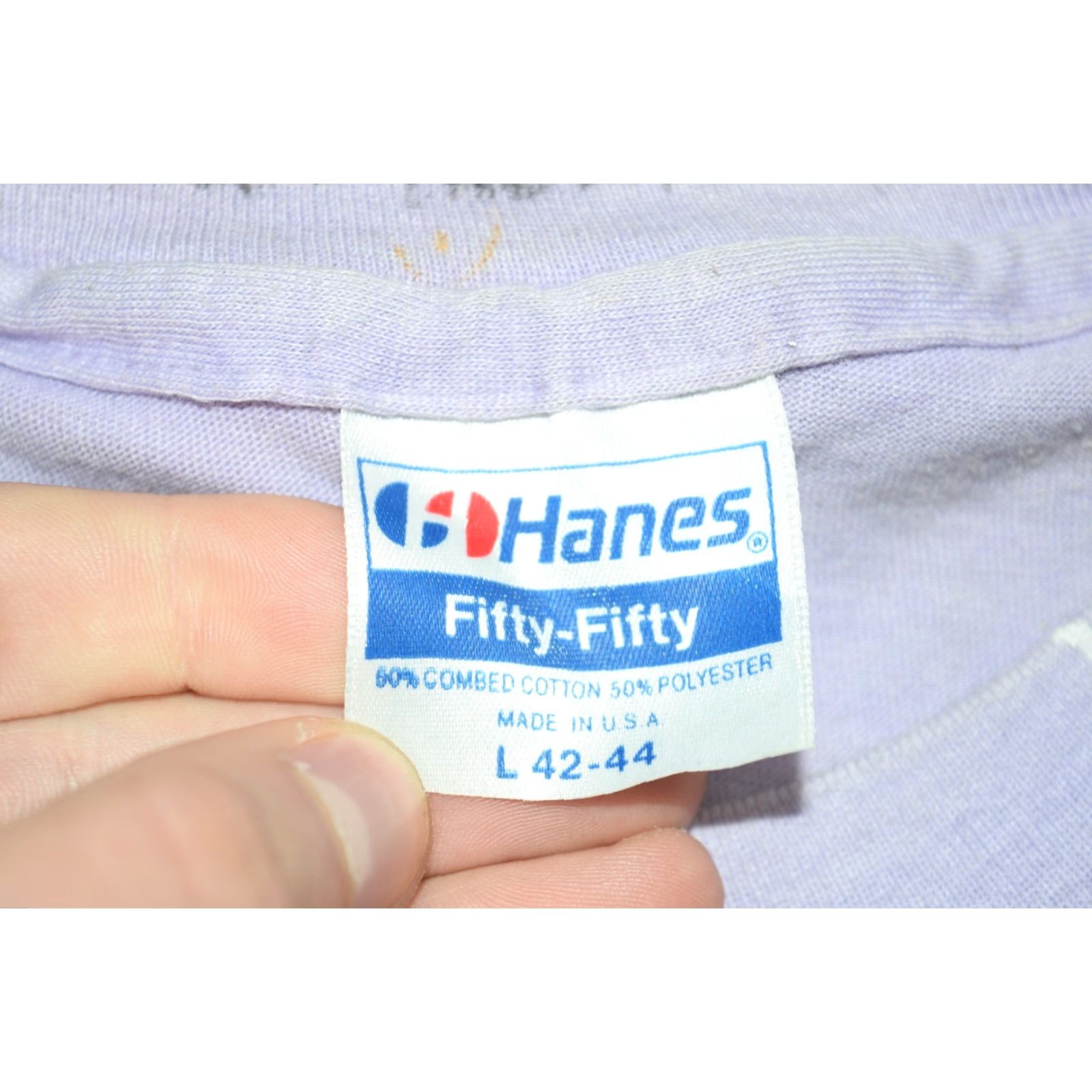 Vintage VINTAGE HANES 50/50 T-Shirt Shirt Unisex Adults L Pink Hand-Painted 1986 80s Punk Be Fearless NYC L Club Purple 1986 Size L / US 10 / IT 46 - 5 Thumbnail