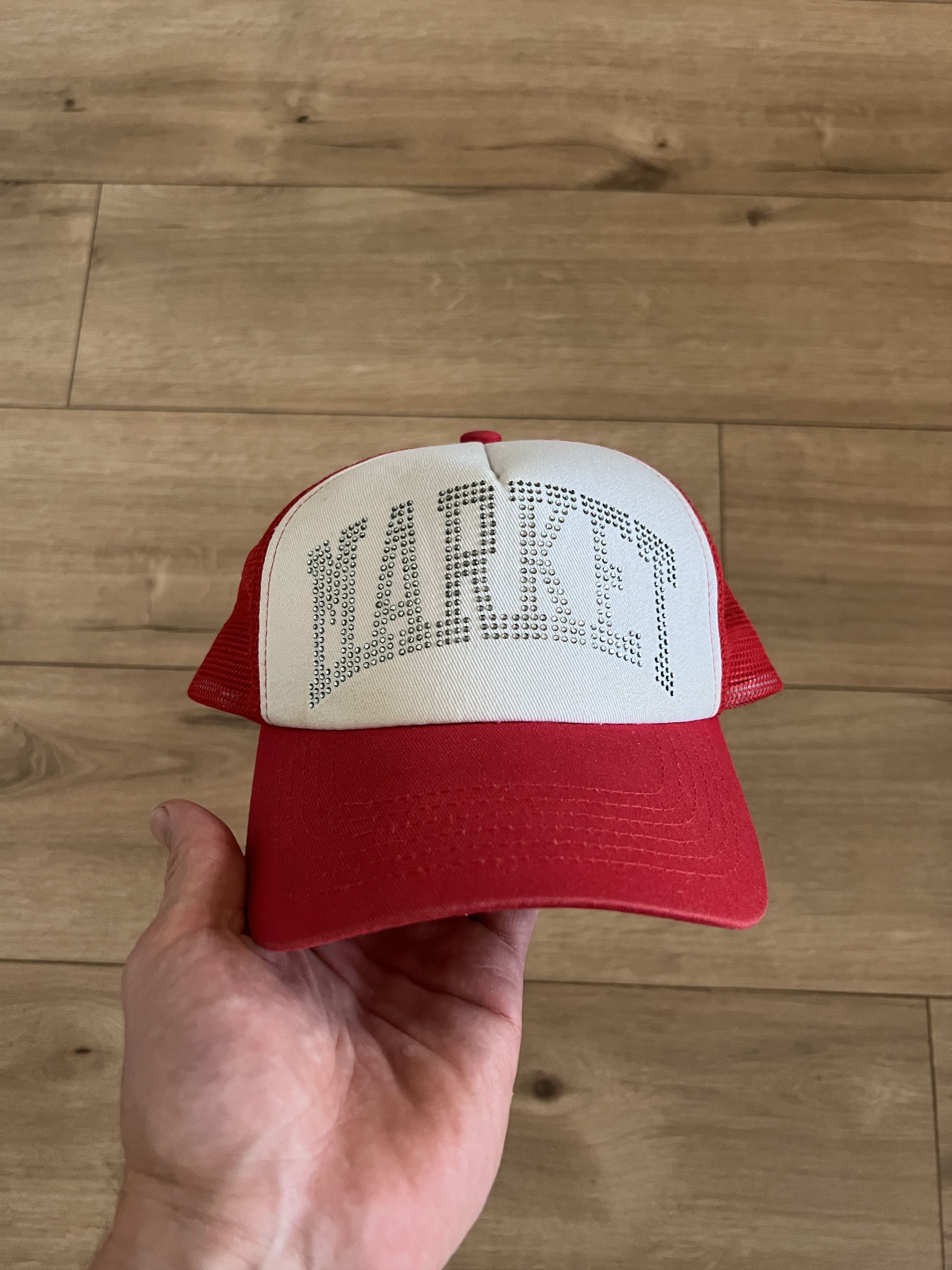 Market Market Red Rhinestone Mesh Trucker Hat – OS Size ONE SIZE - 1 Thumbnail