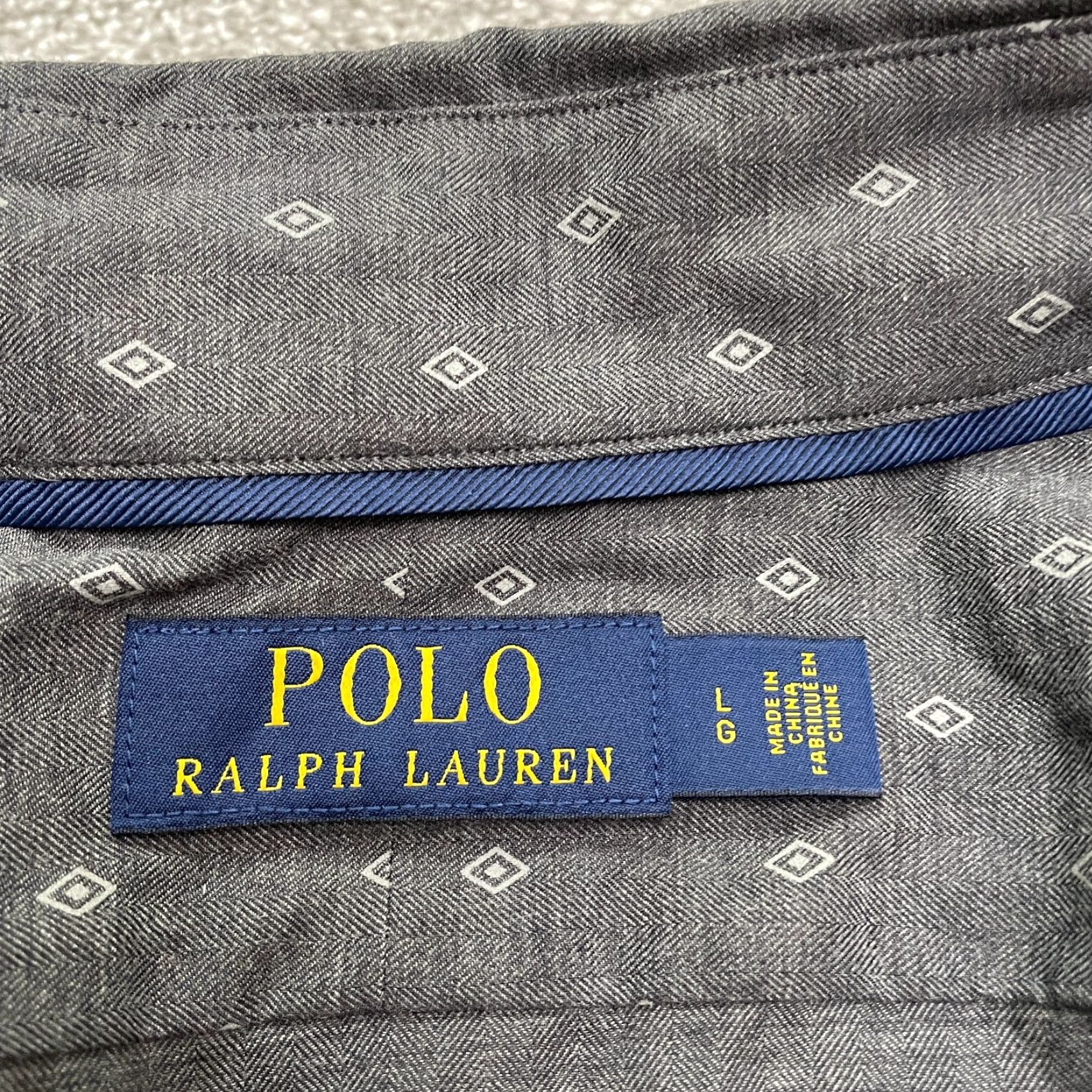 Polo Ralph Lauren Polo Ralph Lauren Button Down Shirt Mens Large Gray Diamond Print Long Sleeve Shirt Size US L / EU 52-54 / 3 - 4 Thumbnail