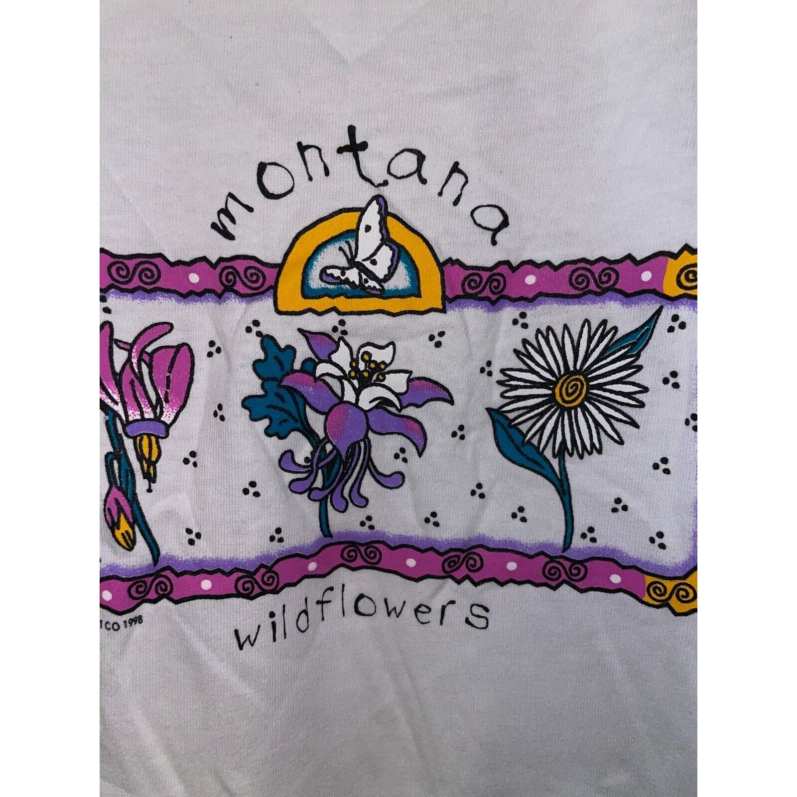 Vintage Vintage Womens Montana Flower Shirt Tee 90s Stained M Size M / US 6-8 / IT 42-44 - 2 Thumbnail
