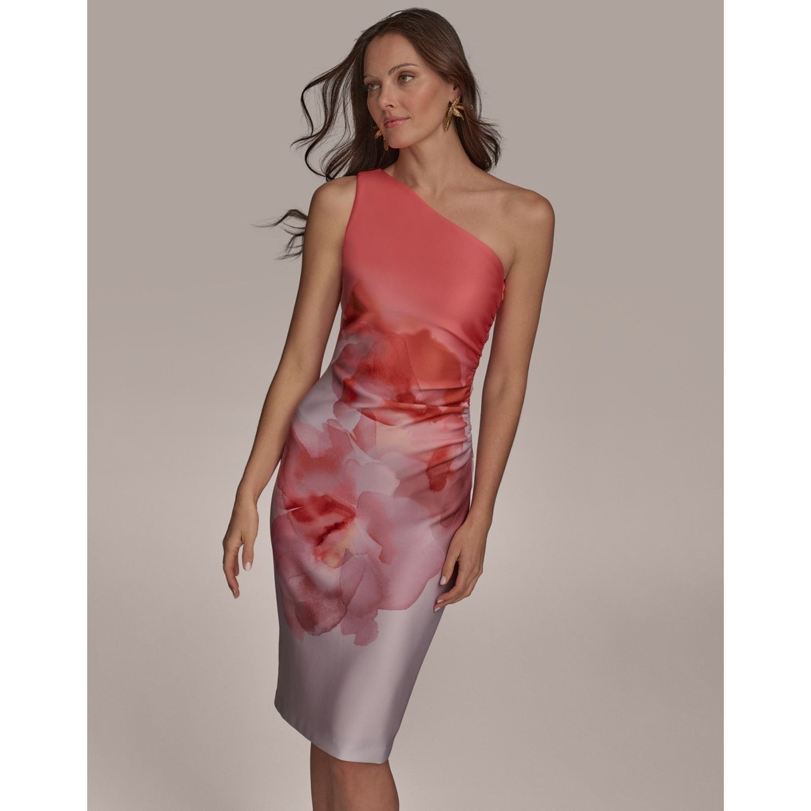 Donna Karan Donna Karan New York Womens One-Shoulder Midi Dress 16 Size XXL / US 16-18 / IT 52-54 - 3 Thumbnail