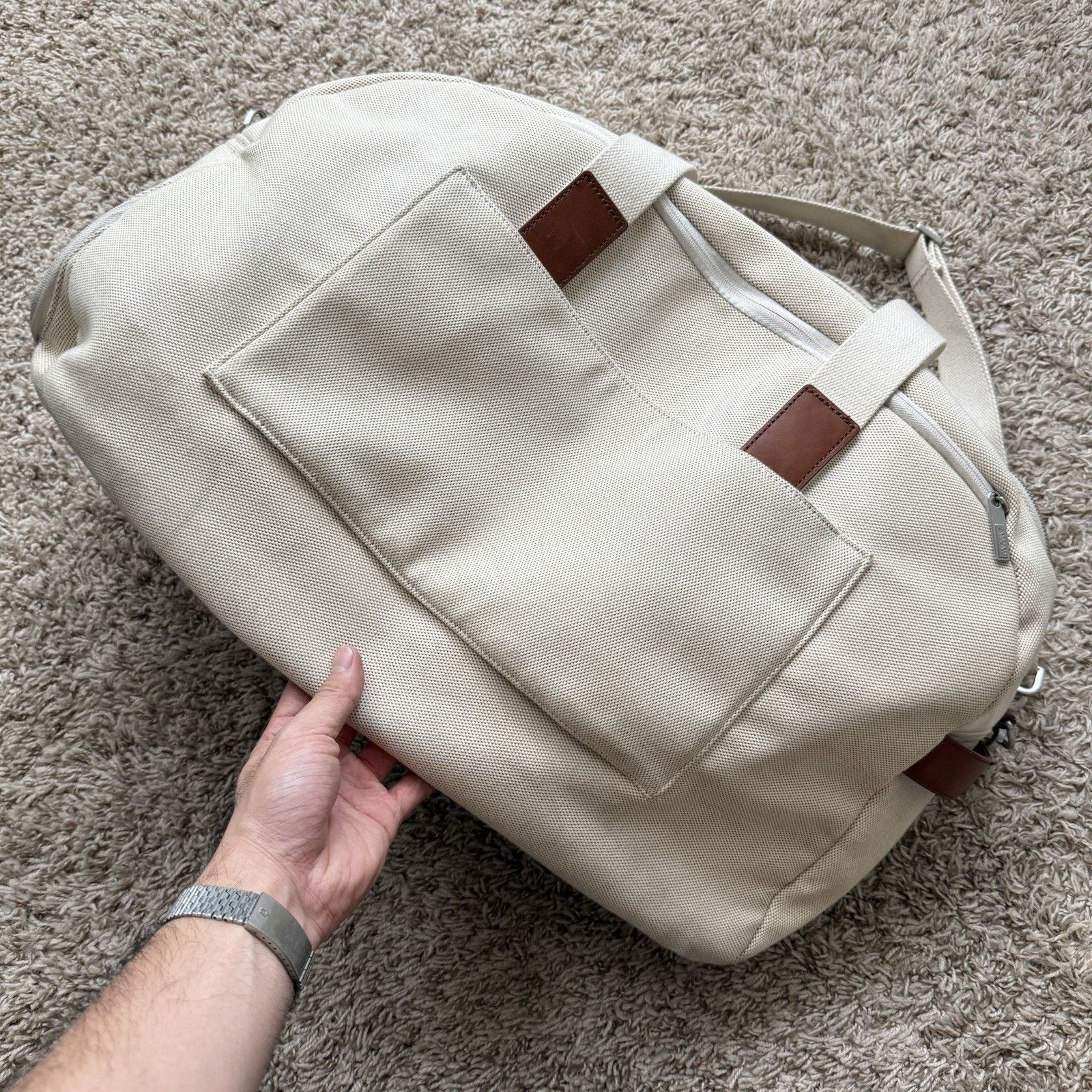 Away Travel Away The Everywhere Weekender Canvas Duffle Bag White Brown Size ONE SIZE - 14 Thumbnail