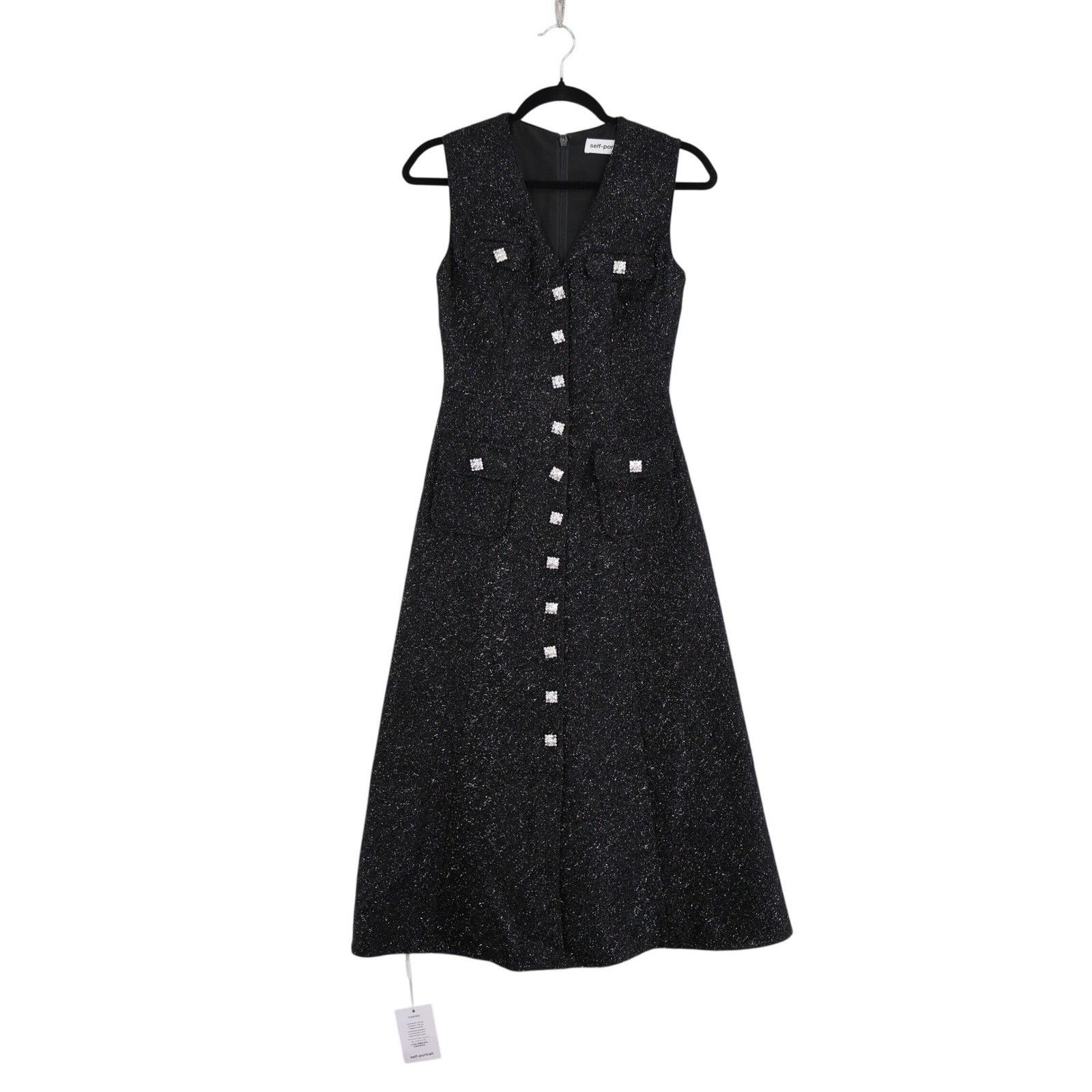 Self-Portrait Self Portrait Tinsel Boucle Button Front Midi Dress Size 2 Size XS / US 0-2 / IT 36-38 - 1 Thumbnail