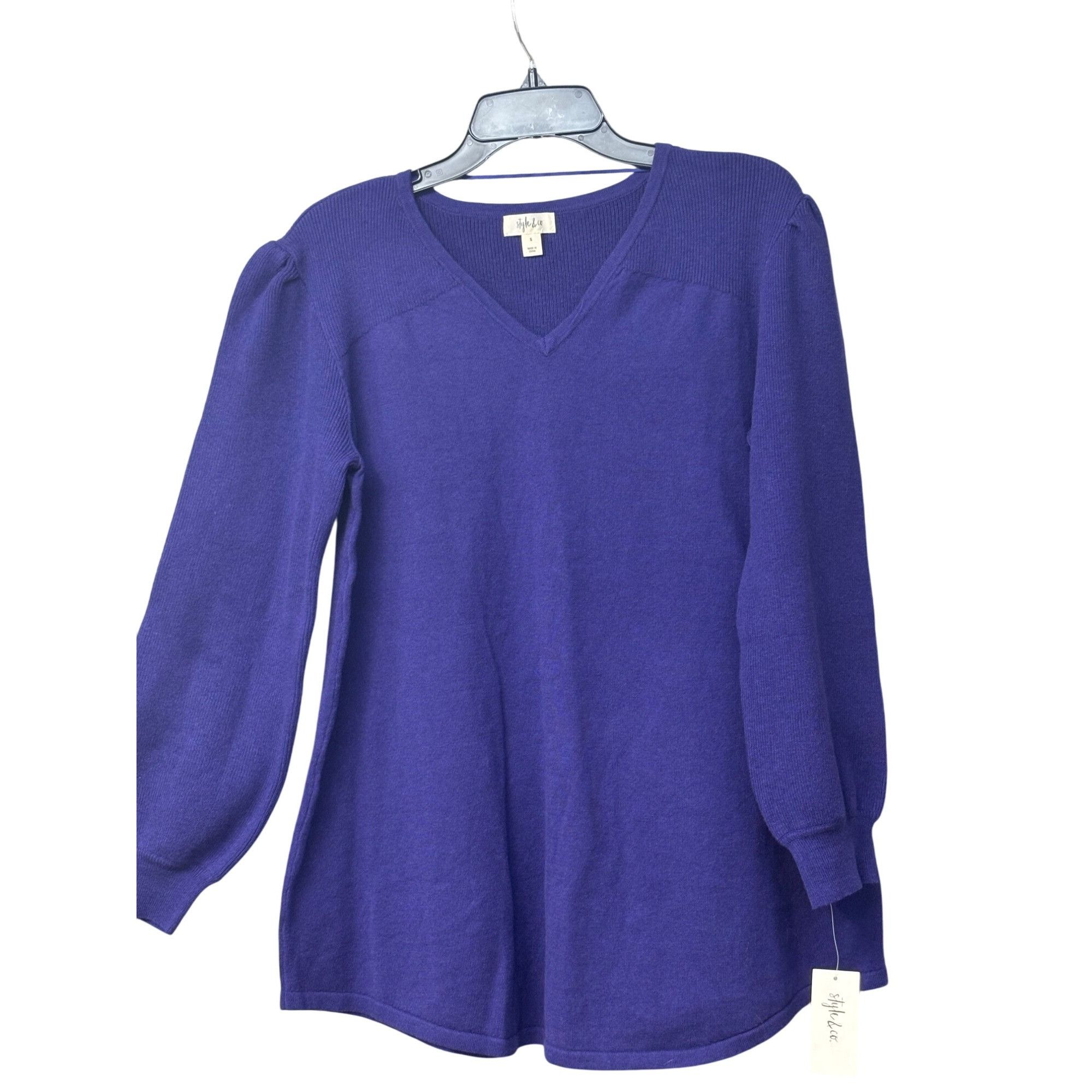 Other Style & Co Pleated-Sleeve Tunic Sweater, Midnight Iris, S Size S / US 4 / IT 40 - 3 Thumbnail