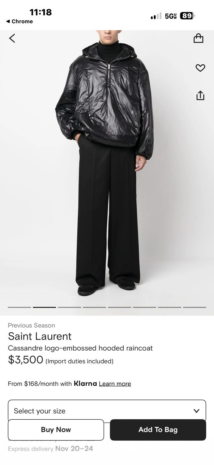 Saint Laurent Paris Saint Laurent oversized anorak jacket. 36/XS. $3150 Size US XXS / EU 40 - 1 Thumbnail