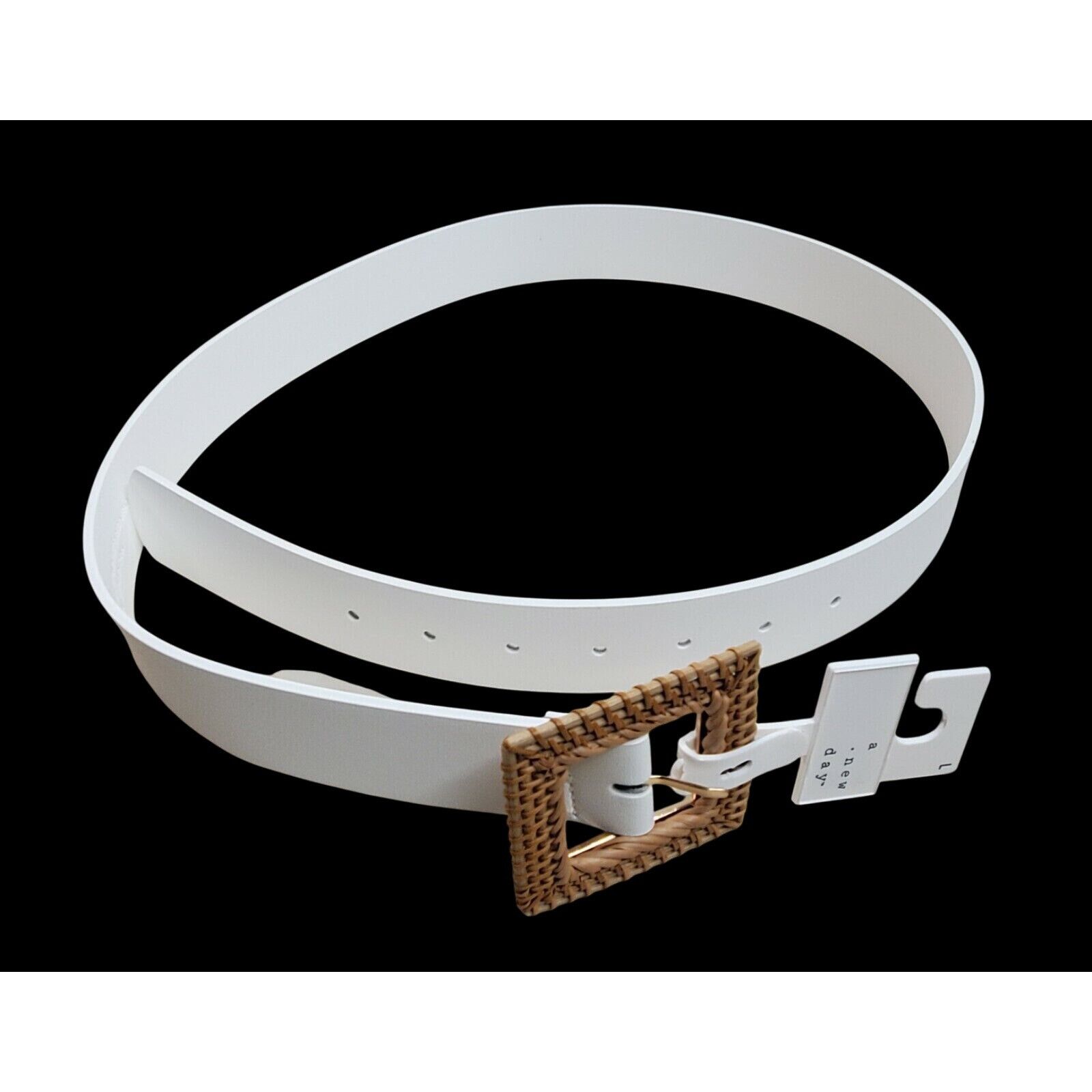 Other White Bonded Leather Belt With Woven Buckle By A New Day - S Size ONE SIZE - 7 Thumbnail