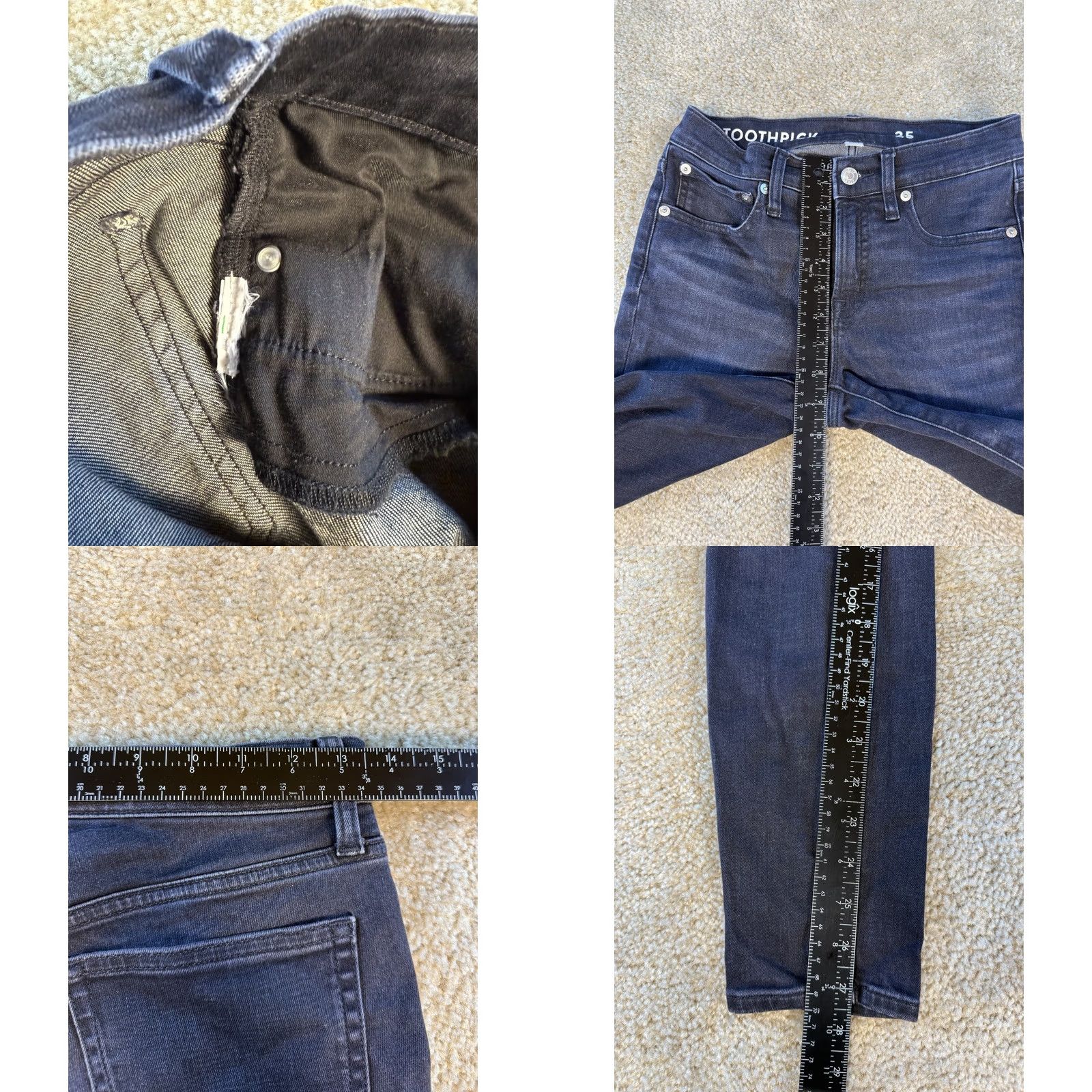 J.Crew J.CREW Women Jeans Skinny Mid Rise 27 x27 Dark Wash Stretch 8" Toothpick D251 Size 42" / US 20 - 8 Thumbnail