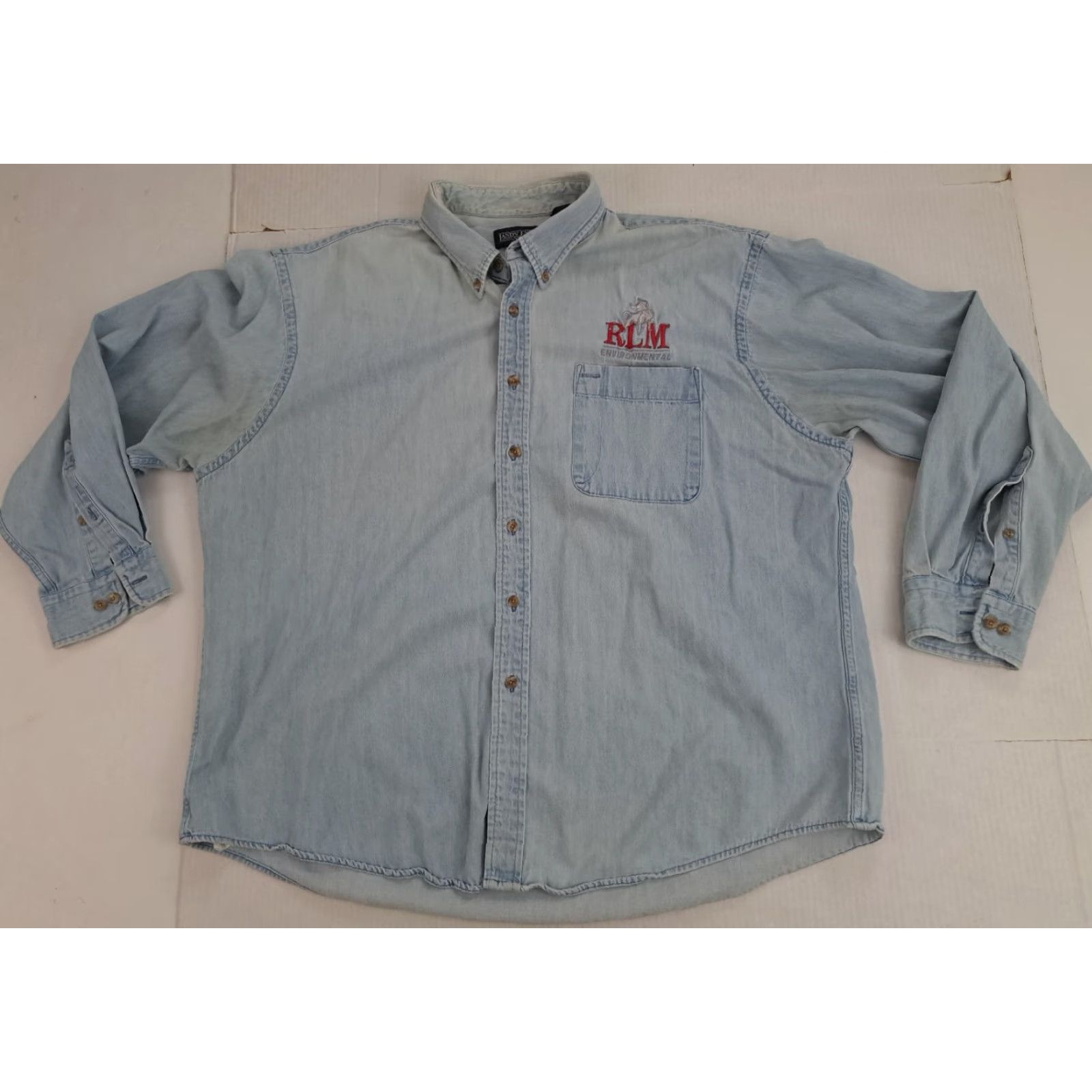 Lands' End VINTAGE Lands' End Denim Blue Jean Shirt XXL Button-Up Unisex Adults Regular Collar Down Size US XXL / EU 58 / 5 - 4 Thumbnail