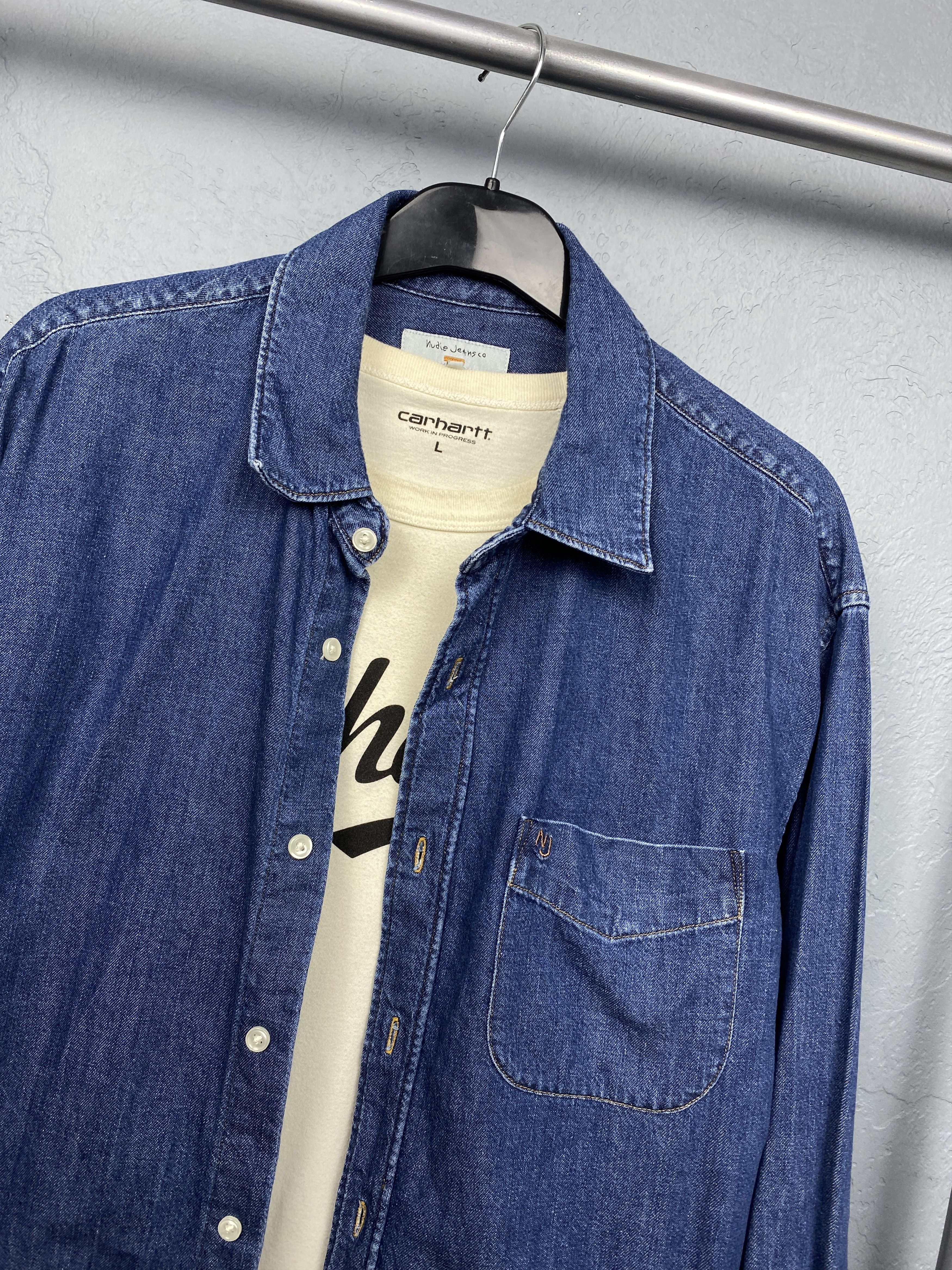 Nudie Jeans Nudie Jeans Mens Denim Shirt Size US M / EU 48-50 / 2 - 2 Thumbnail