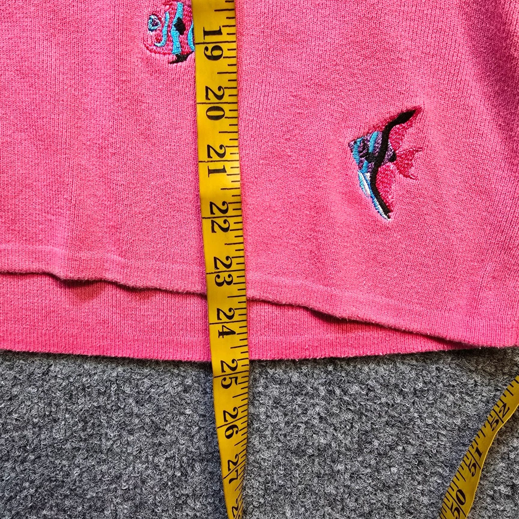 Vintage Alexandra Bartlett Top Womens 3X Pink Fish Embroidered Knit Beach Casual Shirt Blouse Womens Size XXL / US 16-18 / IT 52-54 - 6 Thumbnail